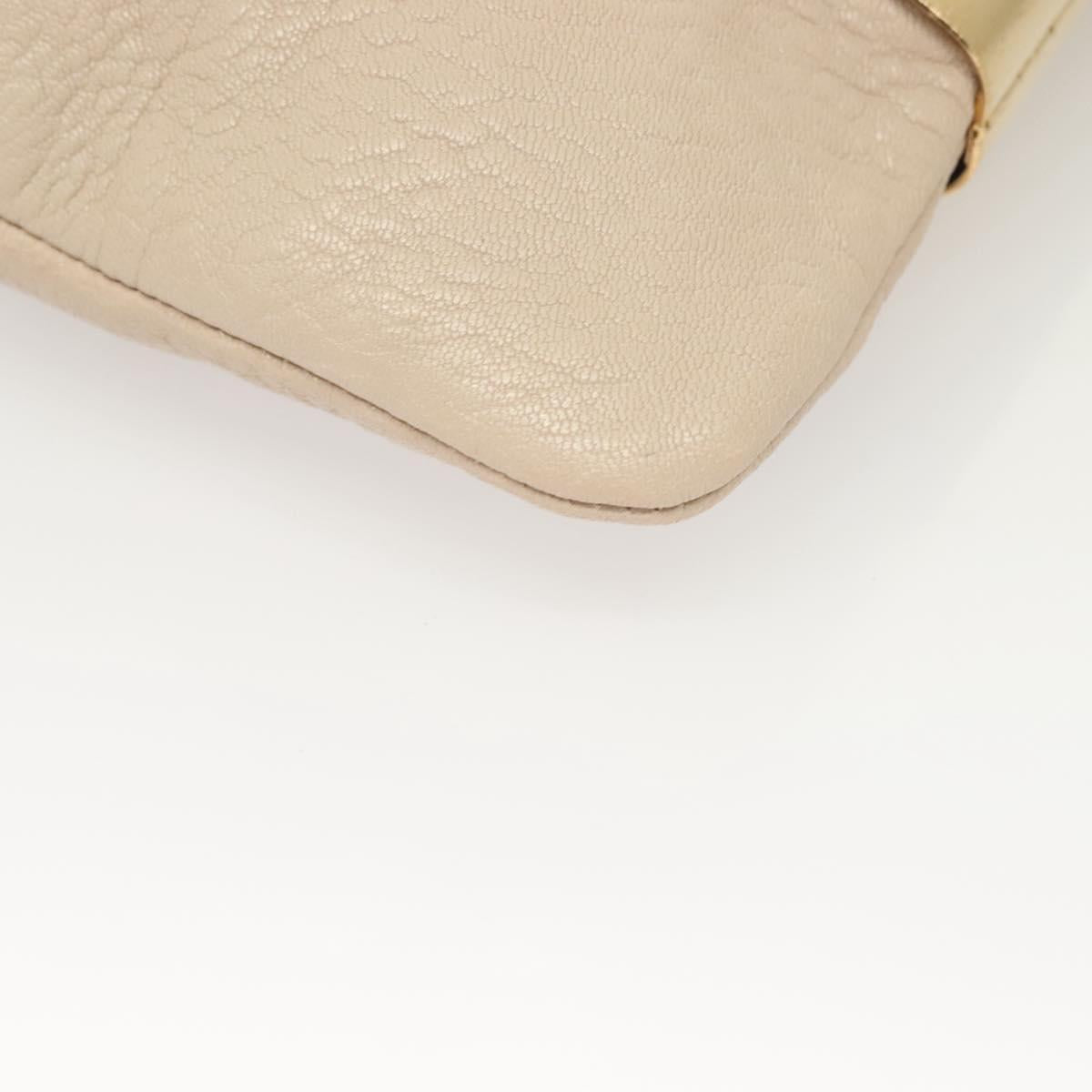 Jimmy Choo Chain Shoulder Bag Leather Beige Gold Auth bs27431