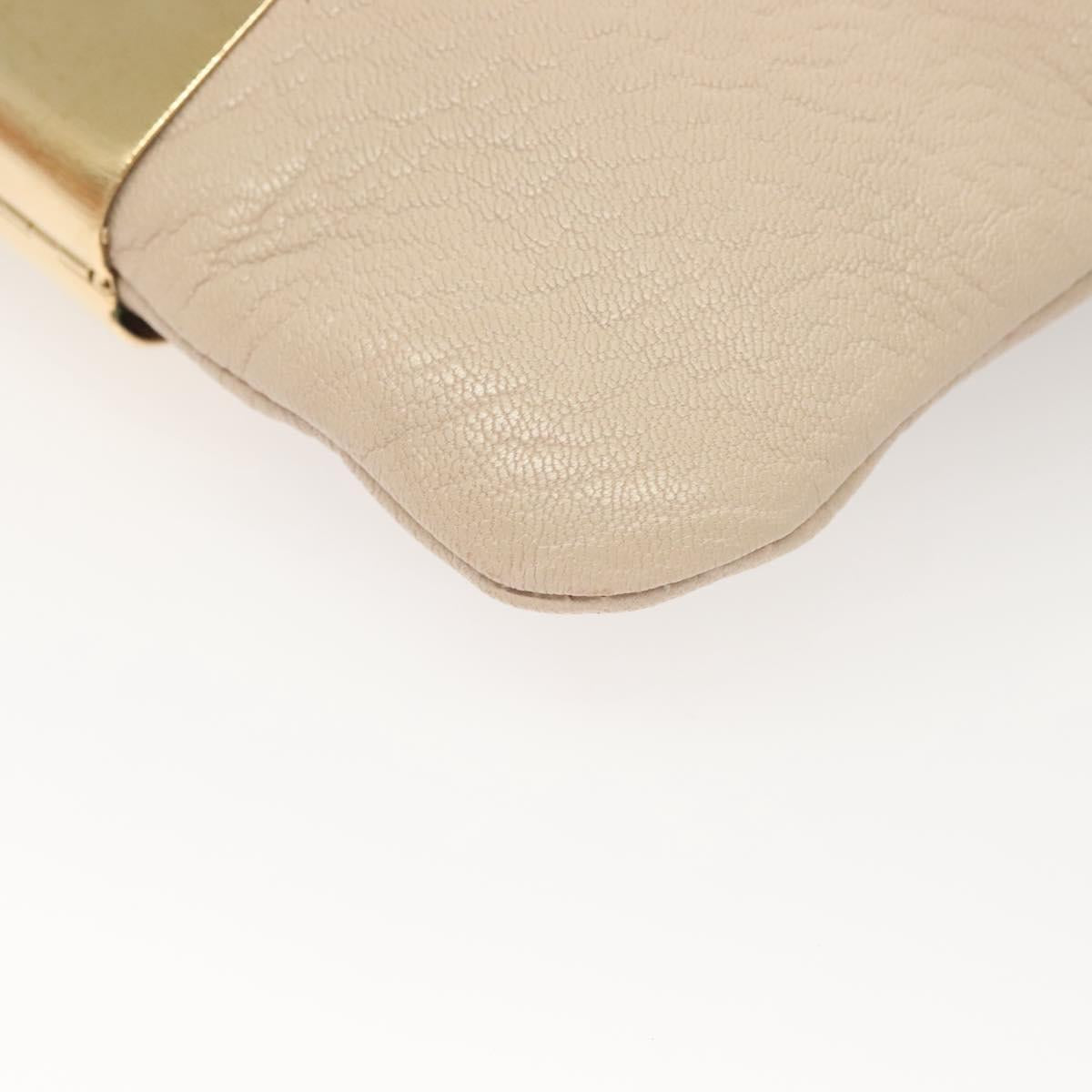 Jimmy Choo Chain Shoulder Bag Leather Beige Gold Auth bs27431