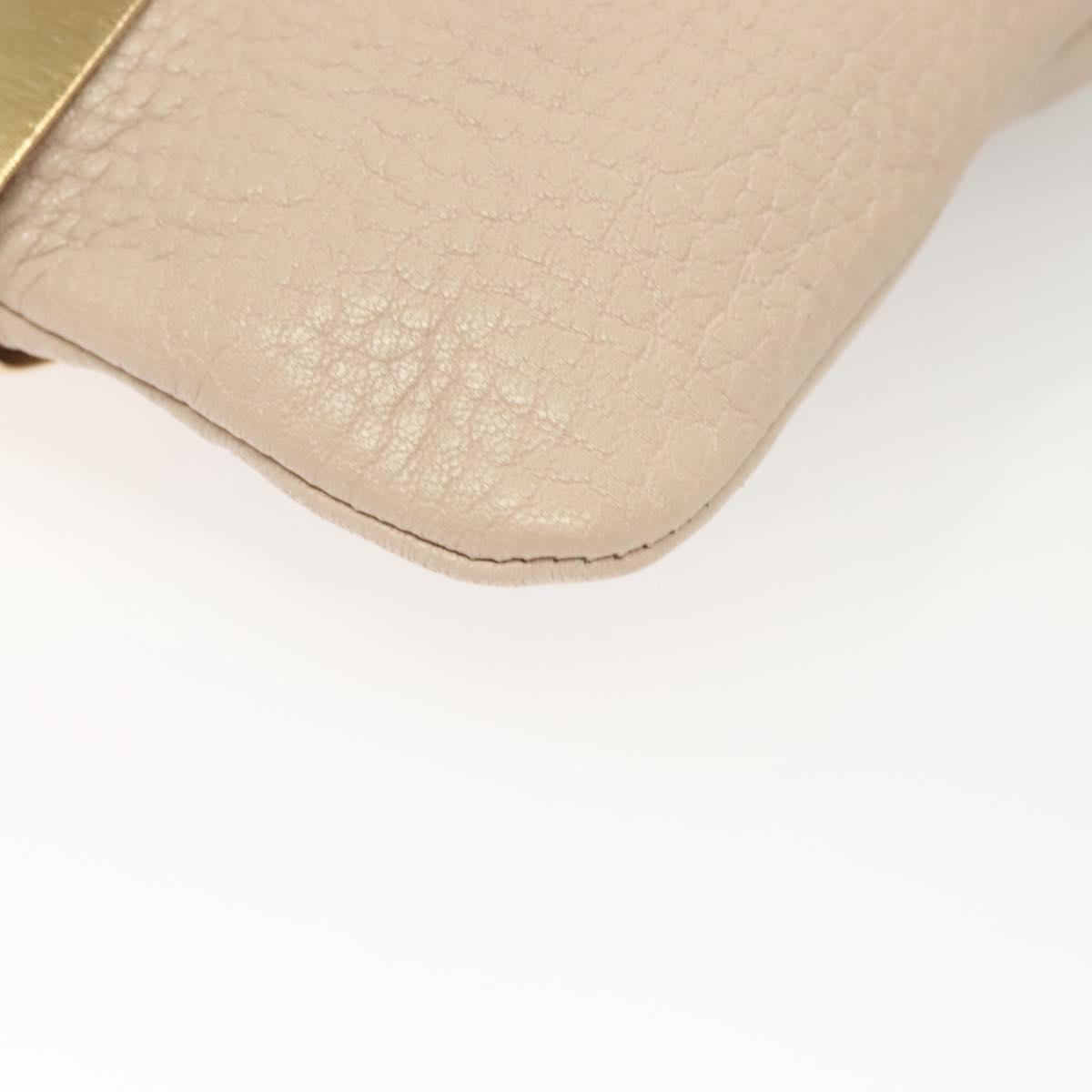 Jimmy Choo Chain Shoulder Bag Leather Beige Gold Auth bs27431