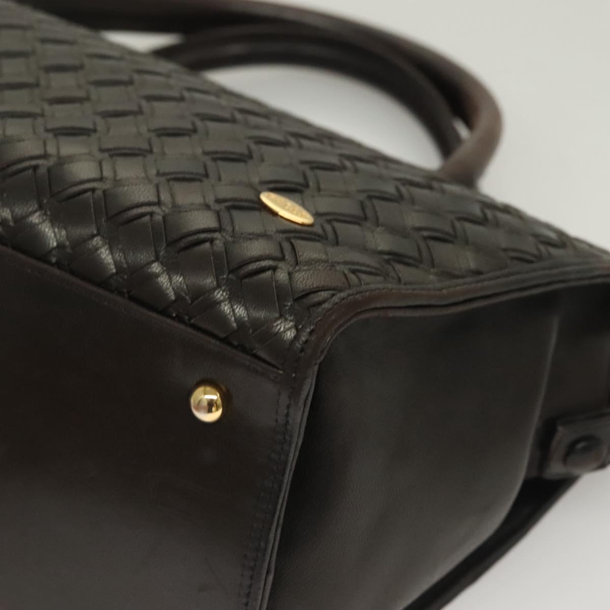 BALLY Hand Bag Leather Brown Gold Auth bs27443