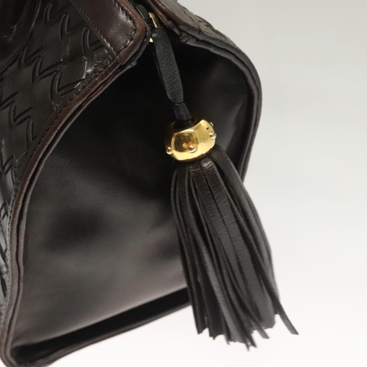 BALLY Hand Bag Leather Brown Gold Auth bs27443