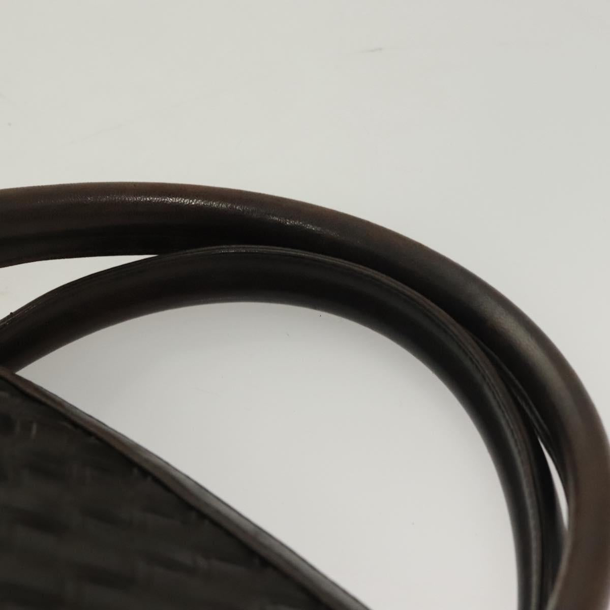 BALLY Hand Bag Leather Brown Gold Auth bs27443