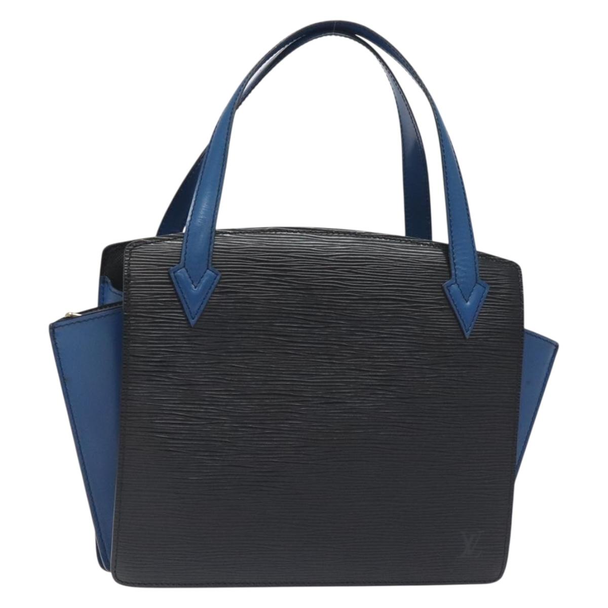 LOUIS VUITTON Epi Bicolor Varenne Hand Bag Black Blue M52385 LV Auth bs27448