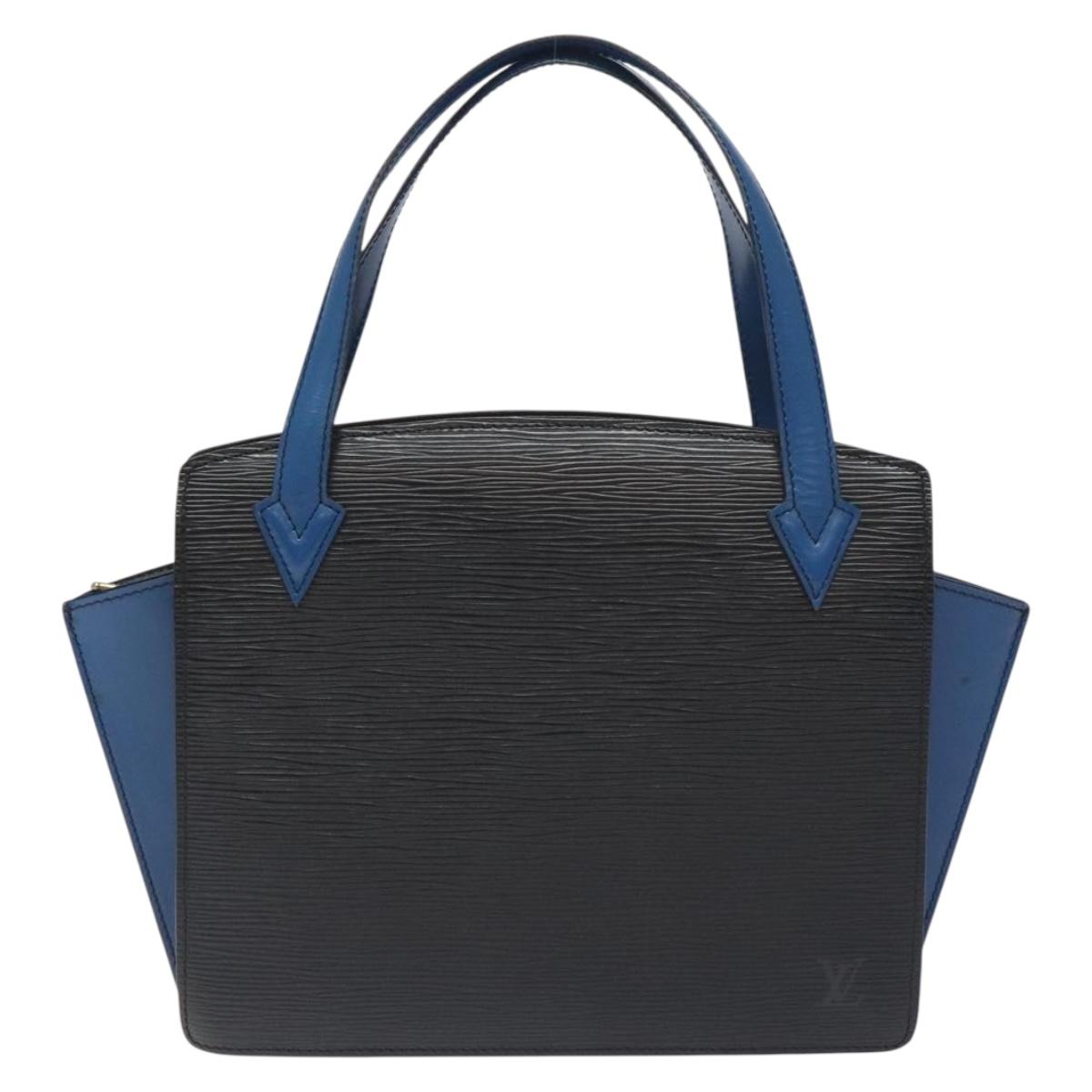 LOUIS VUITTON Epi Bicolor Varenne Hand Bag Black Blue M52385 LV Auth bs27448