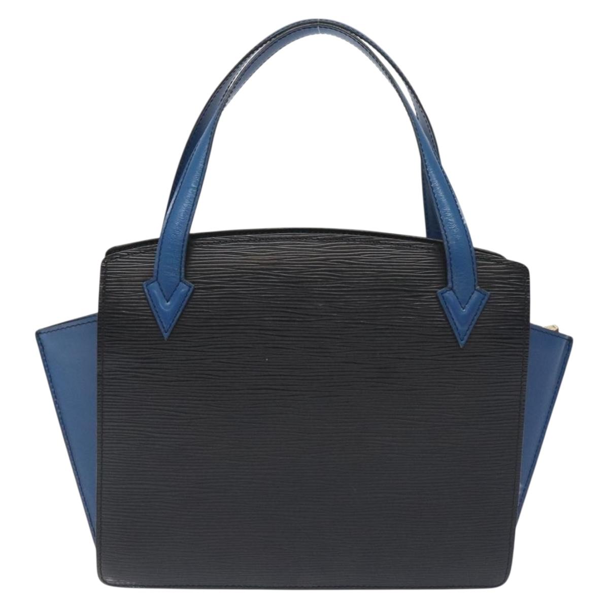 LOUIS VUITTON Epi Bicolor Varenne Hand Bag Black Blue M52385 LV Auth bs27448