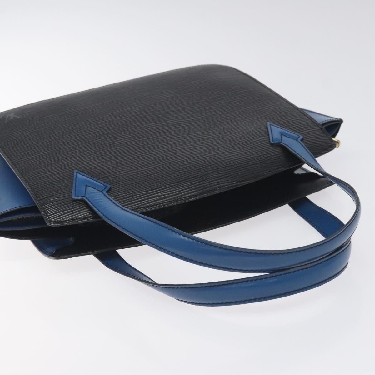 LOUIS VUITTON Epi Bicolor Varenne Hand Bag Black Blue M52385 LV Auth bs27448