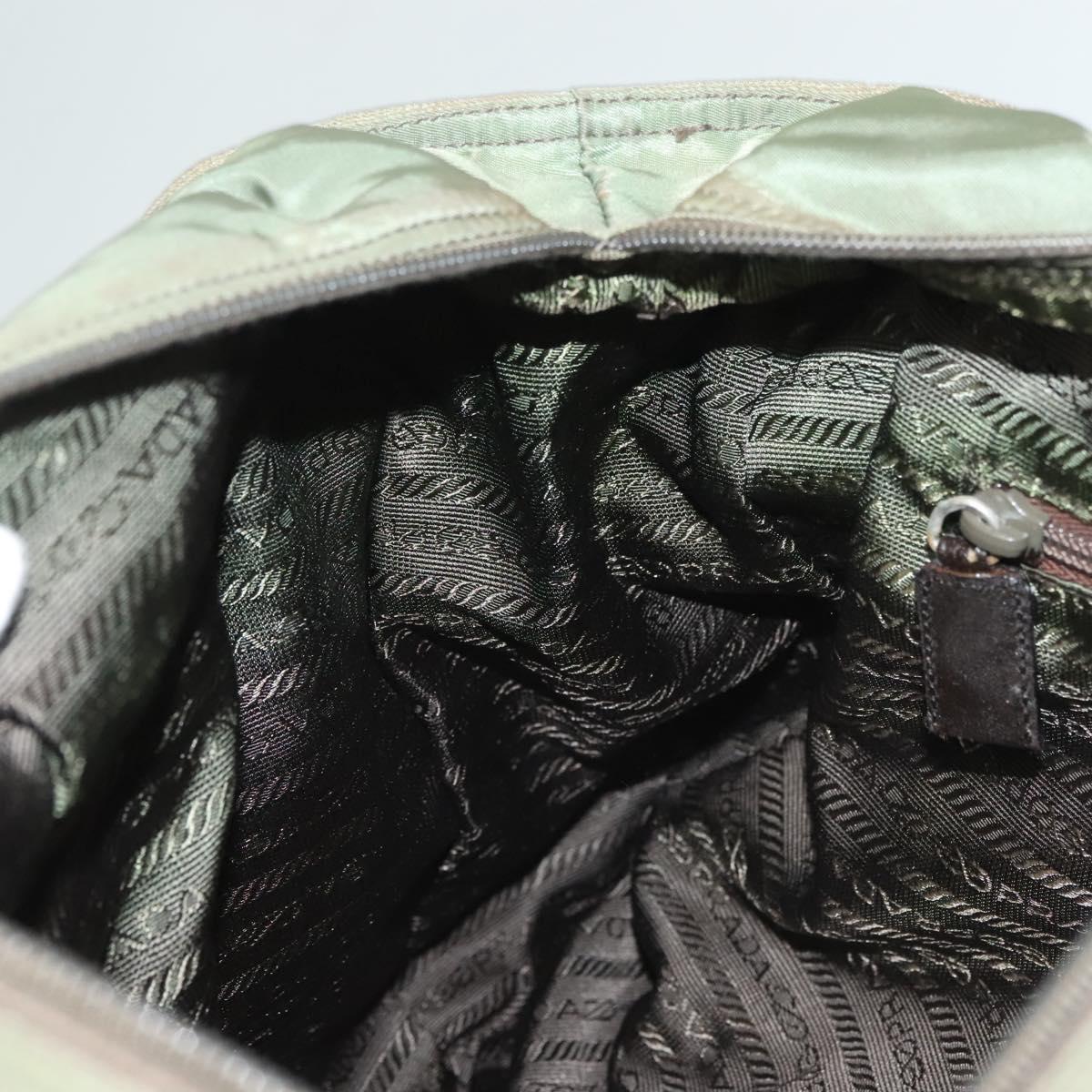 PRADA Tote Bag Nylon Khaki Silver Auth bs27455