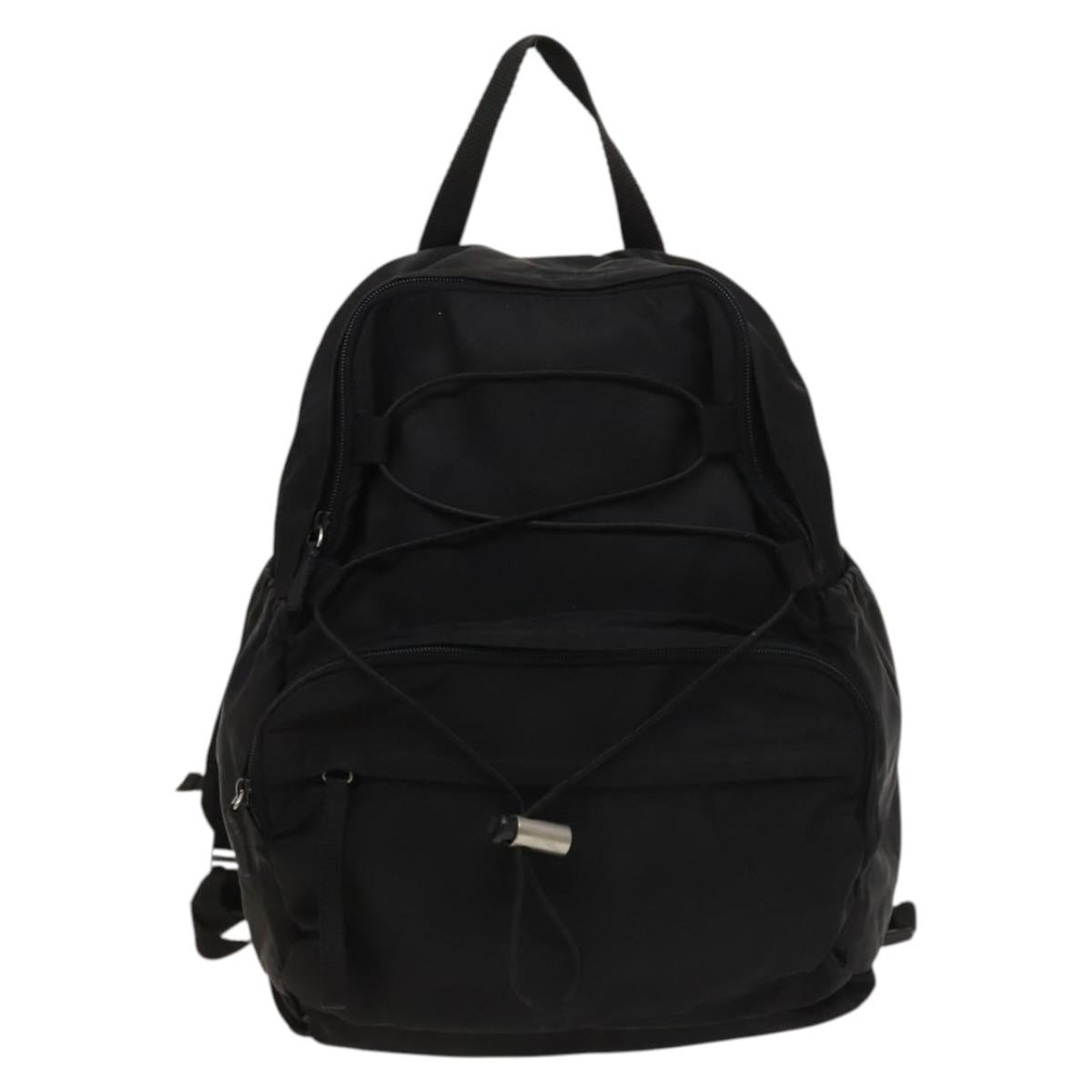 PRADA Backpack Nylon Black Silver Auth bs27459