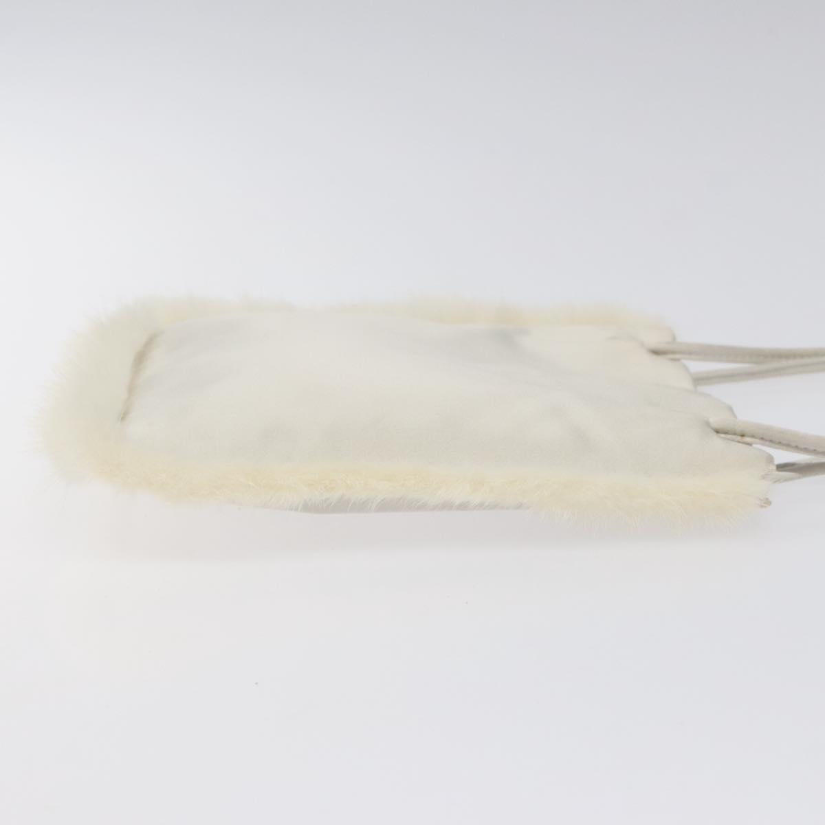 PRADA Hand Bag Satin Silver Auth bs27460