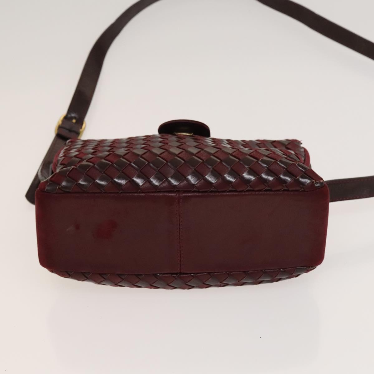 BALLY Shoulder Bag Canvas Leather 3Set Bordeaux Black white Auth bs27462