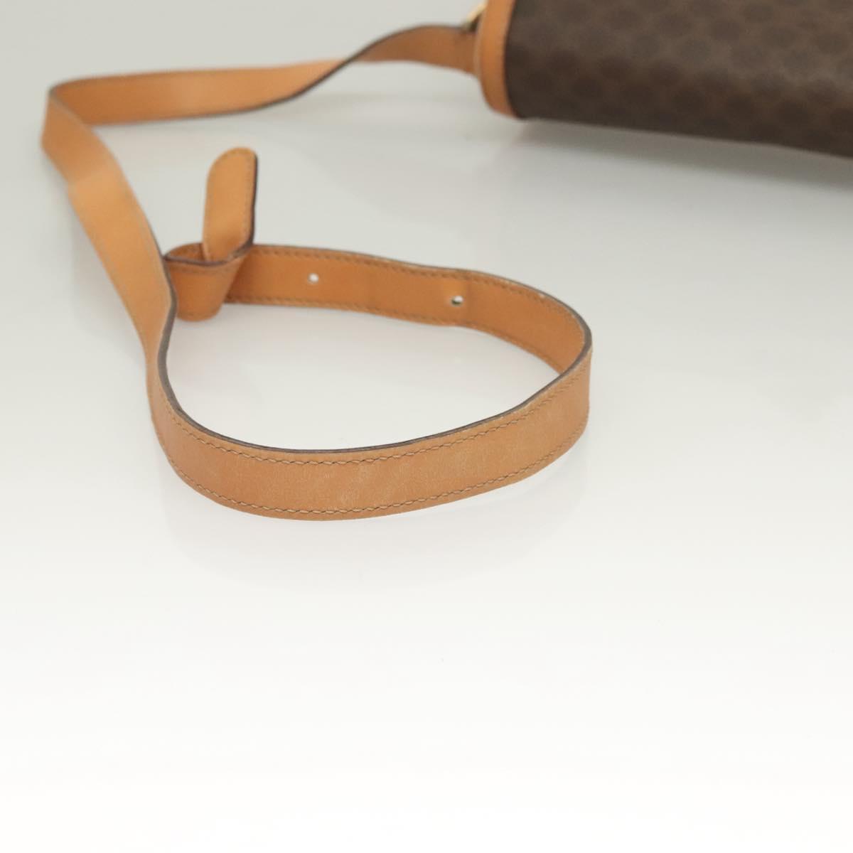 CELINE Macadam Canvas Shoulder Bag PVC Leather Brown Gold Auth bs27481