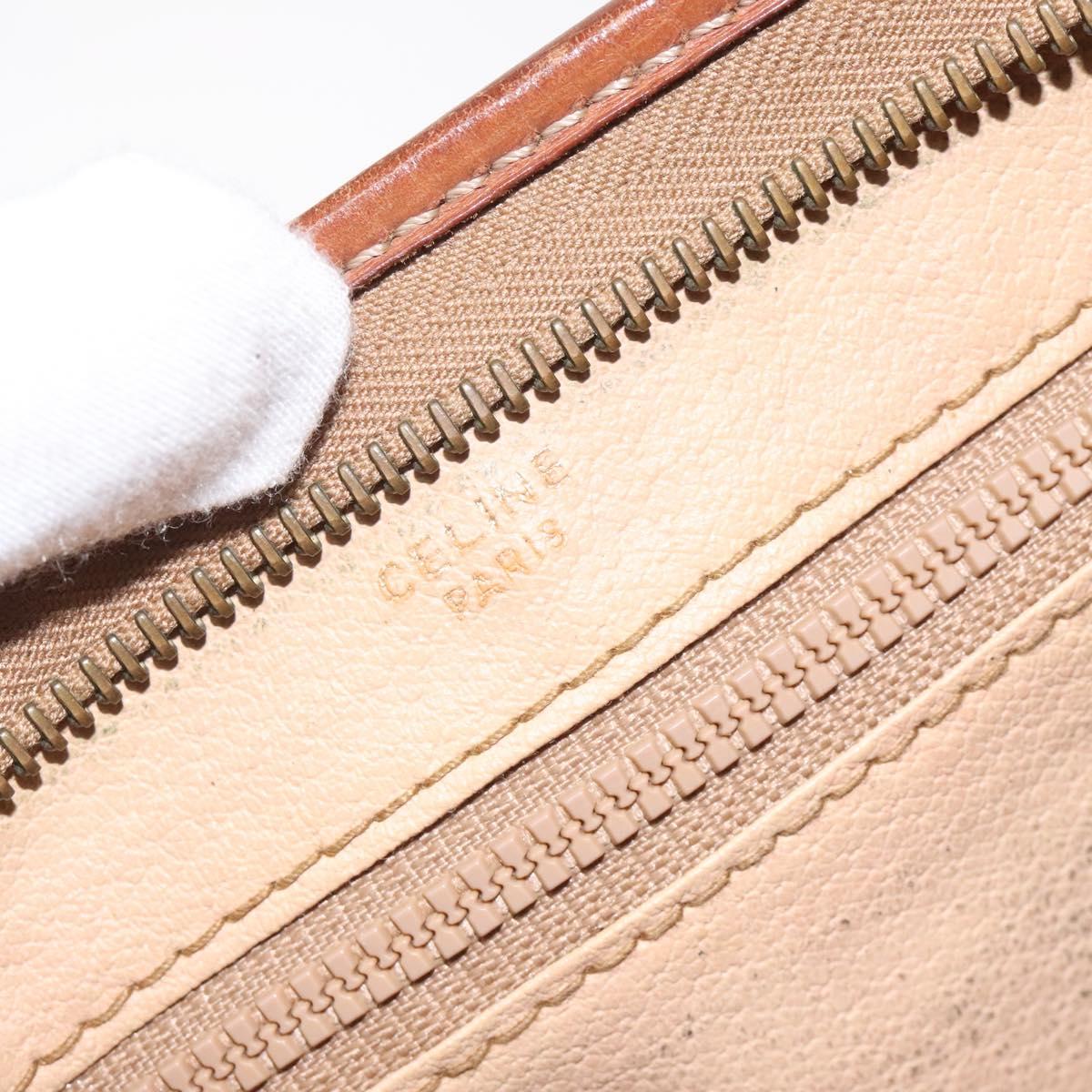CELINE Macadam Canvas Clutch Bag PVC Leather Brown Gold Auth bs27482