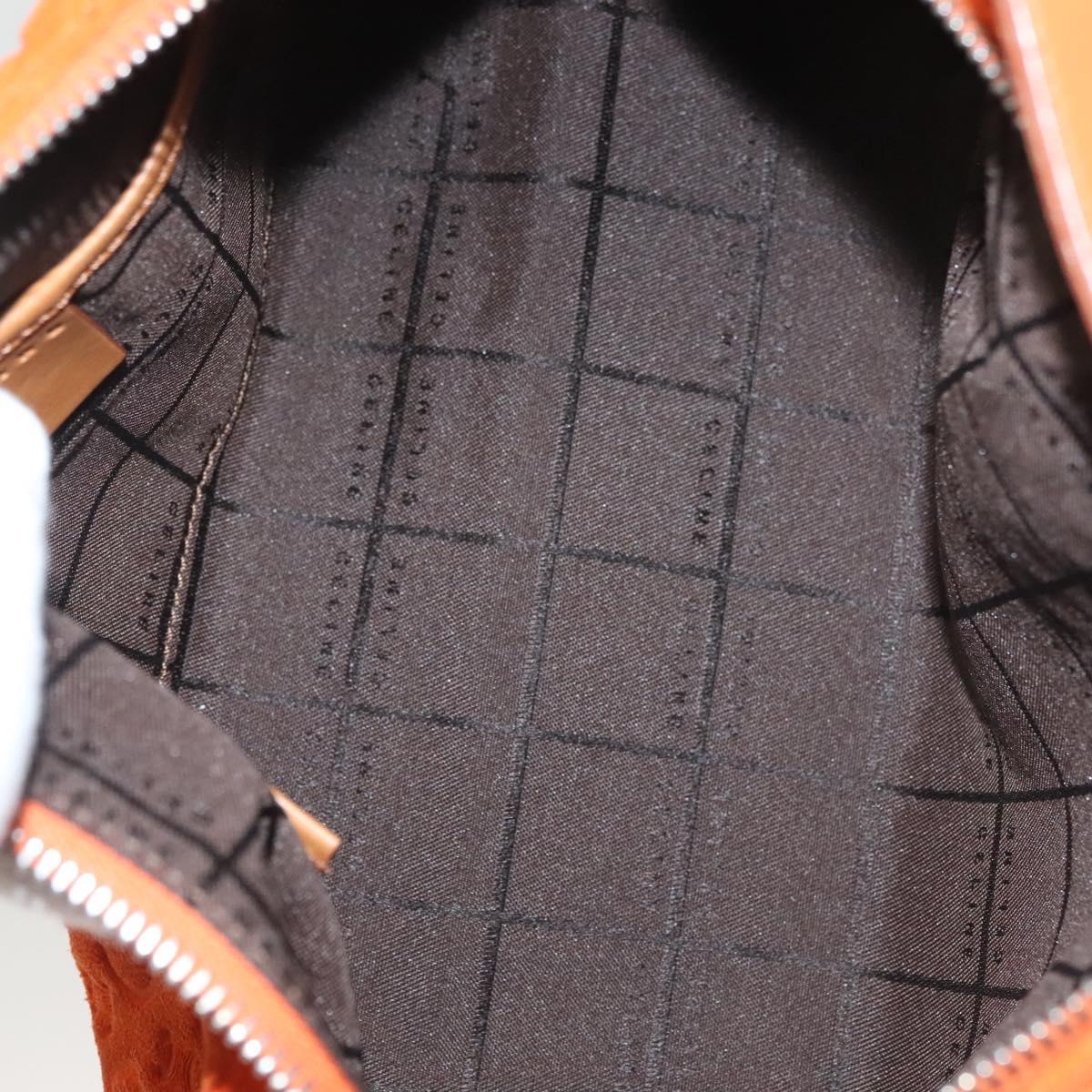 CELINE C Macadam Canvas Hand Bag Suede Orange Silver Auth bs27483