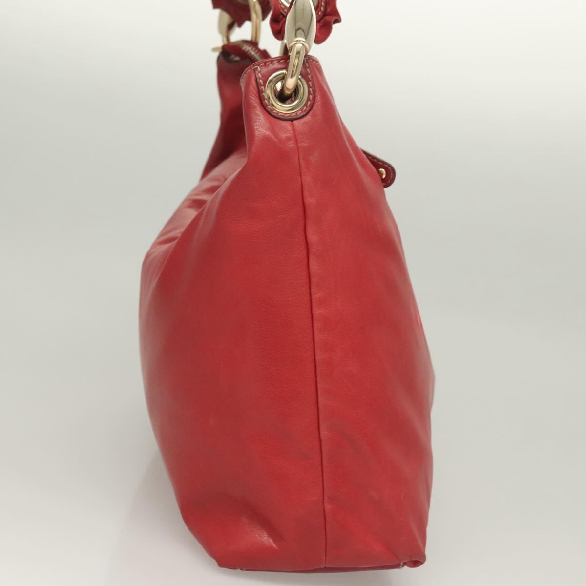 GUCCI Shoulder Bag Leather Red Gold 189840 001364 Auth bs27504