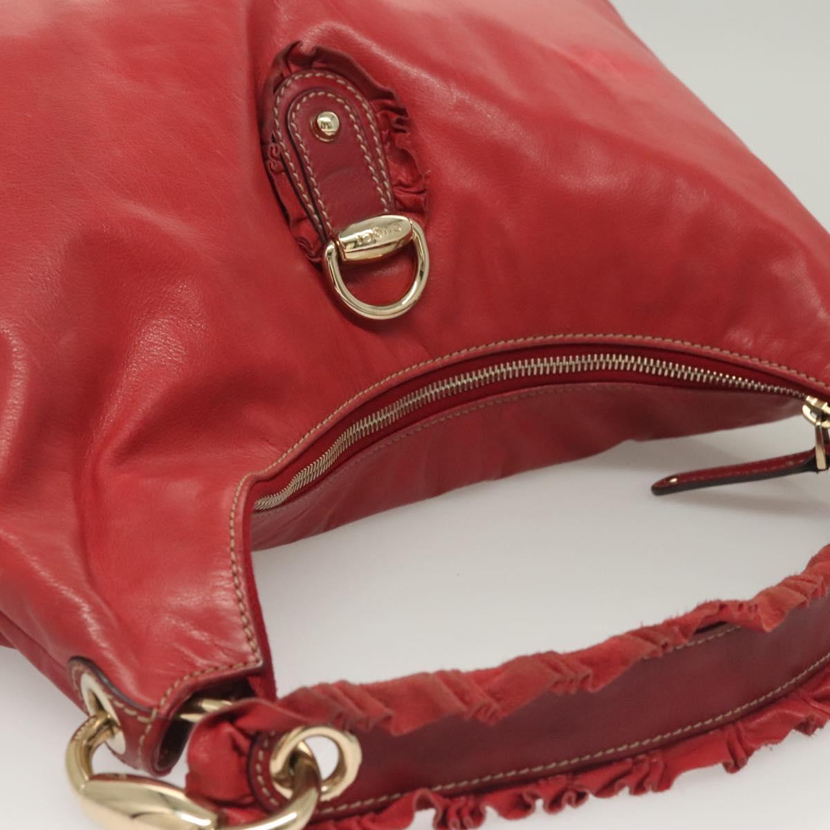 GUCCI Shoulder Bag Leather Red Gold 189840 001364 Auth bs27504