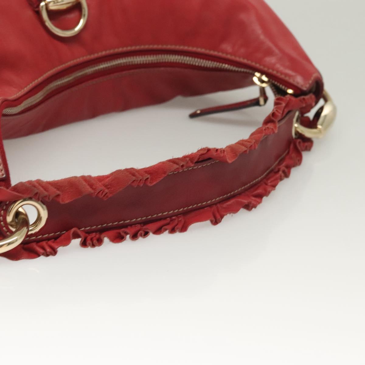 GUCCI Shoulder Bag Leather Red Gold 189840 001364 Auth bs27504