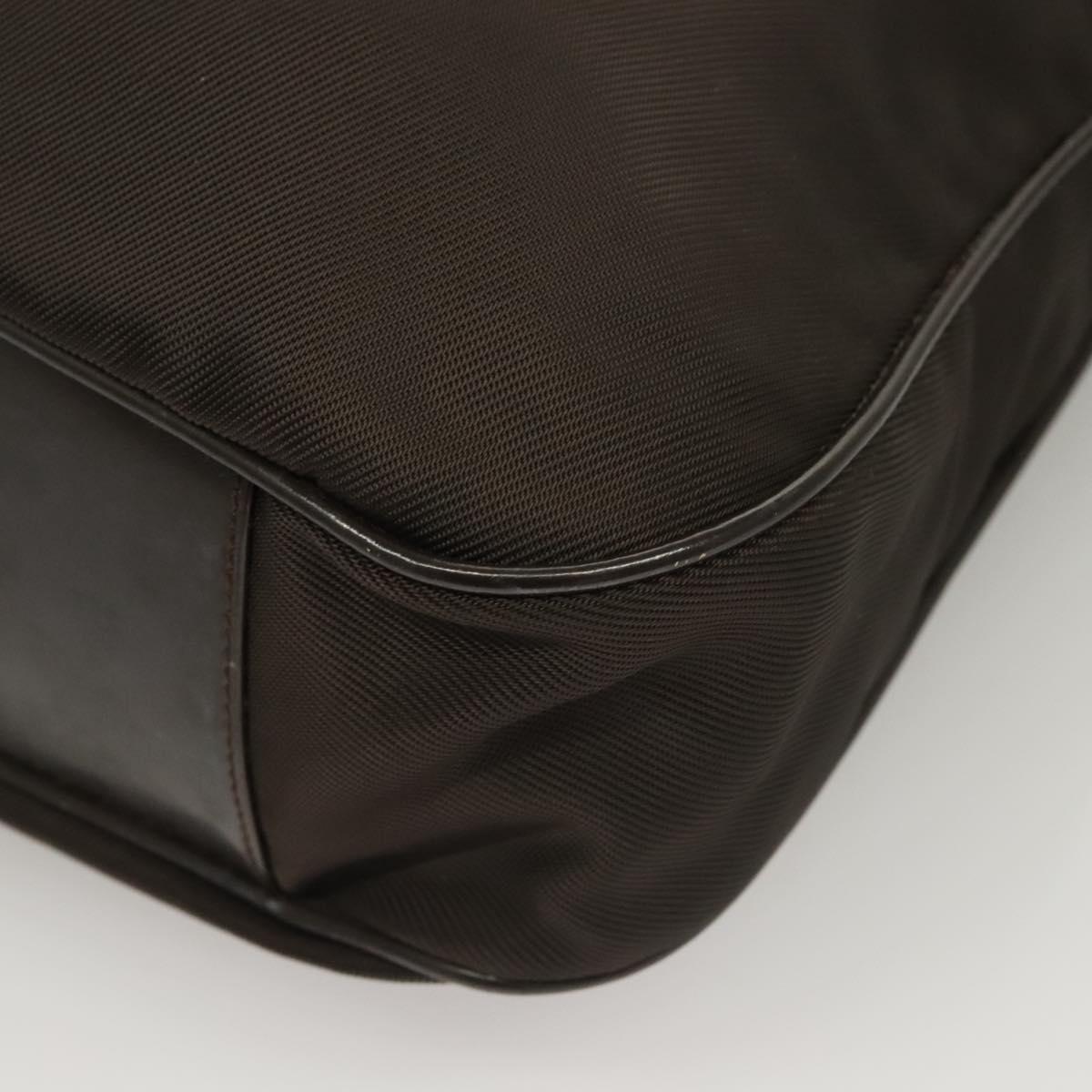 GUCCI Bamboo Hand Bag Nylon 2way Brown Silver 001 1553 1577 Auth bs27505