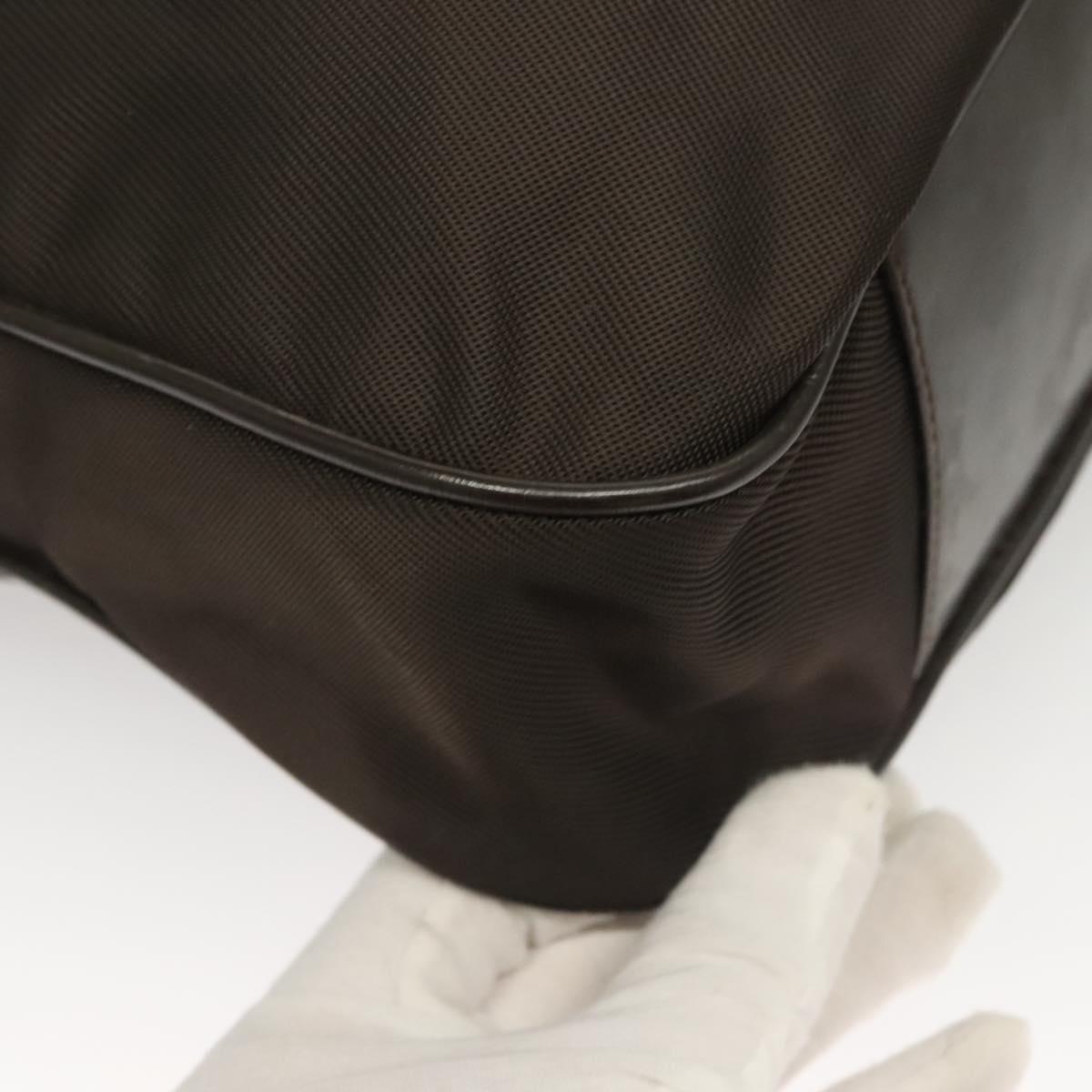 GUCCI Bamboo Hand Bag Nylon 2way Brown Silver 001 1553 1577 Auth bs27505