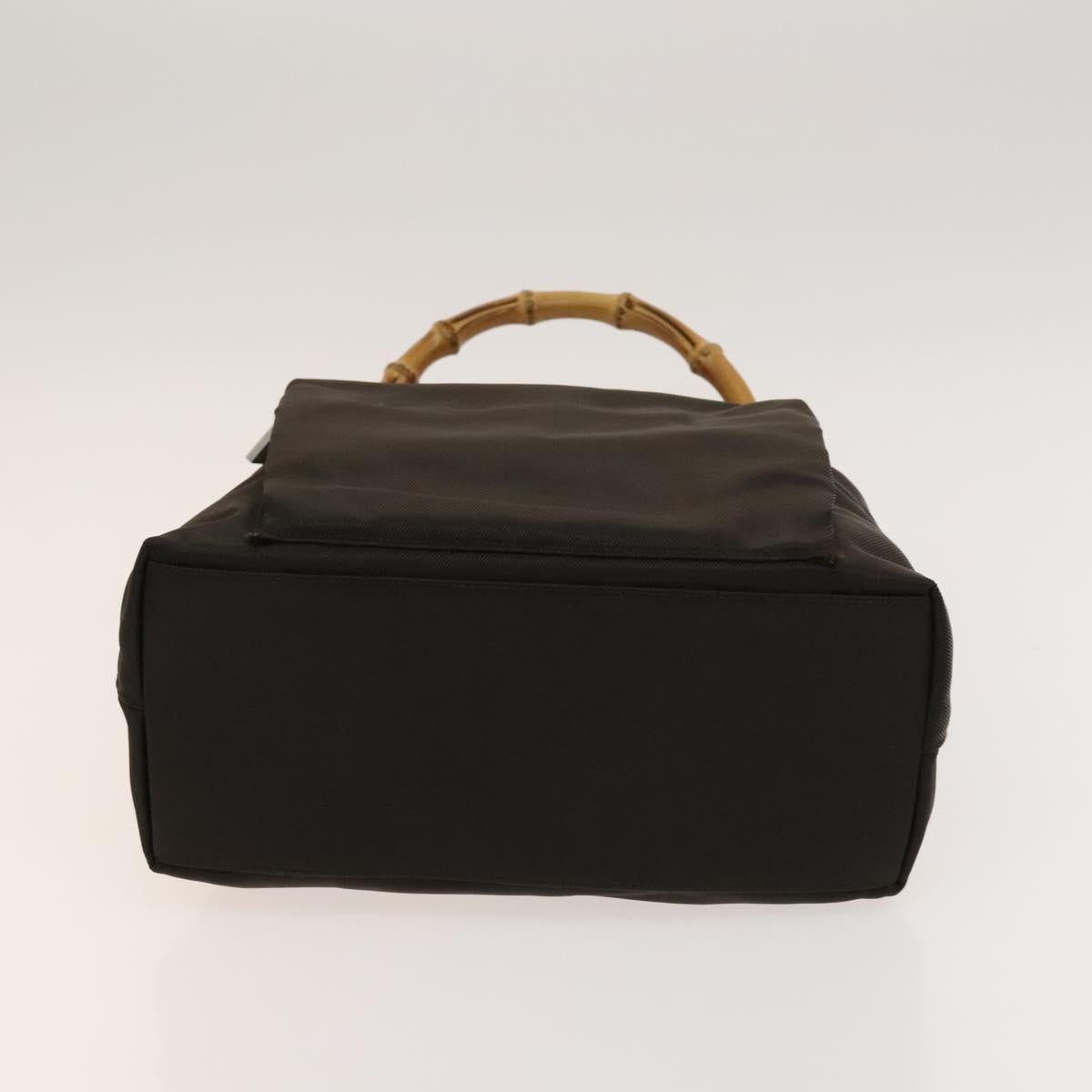 GUCCI Bamboo Hand Bag Nylon 2way Brown Silver 002 2058 0508 5 Auth bs27506