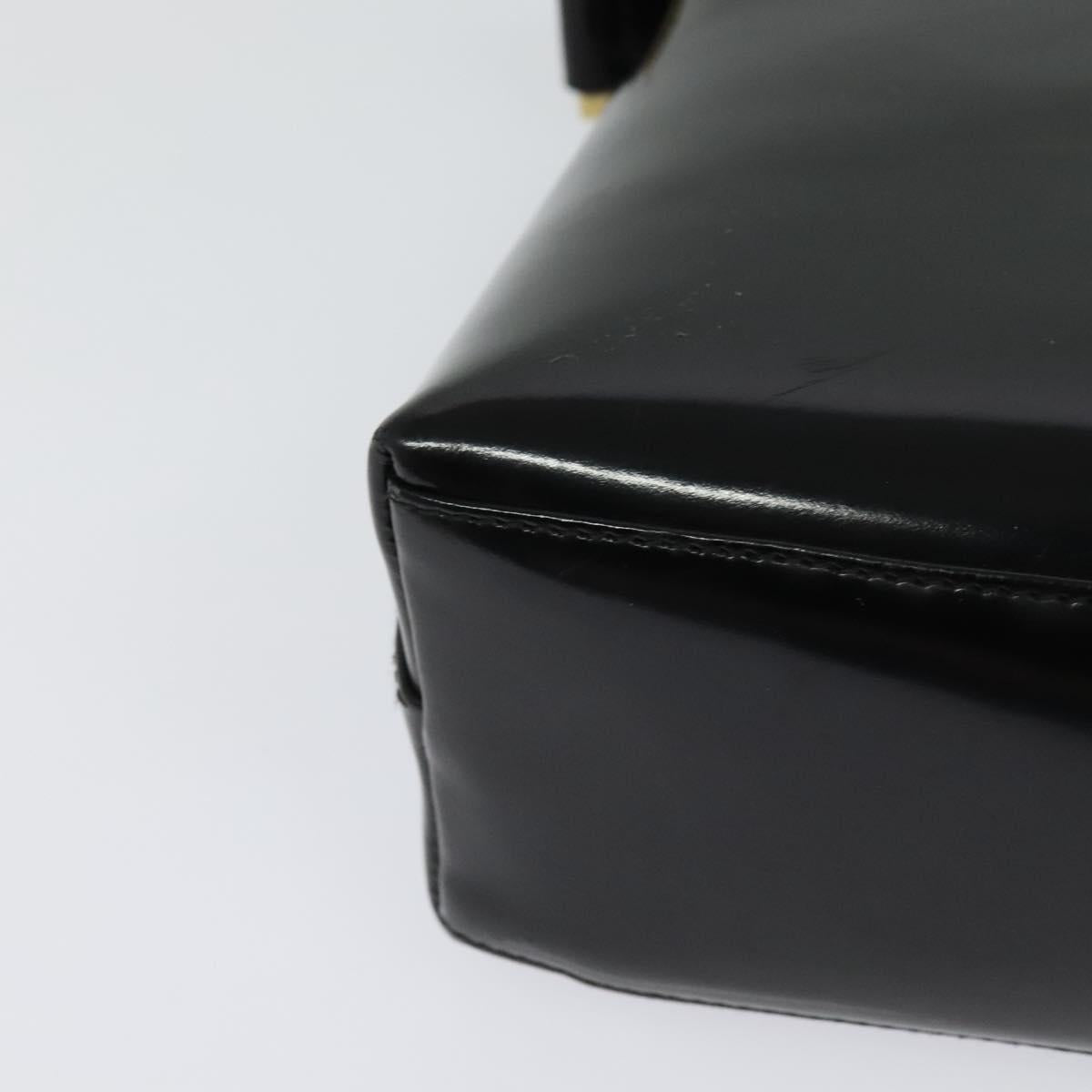 GUCCI Shoulder Bag Enamel Black Gold Auth bs27509