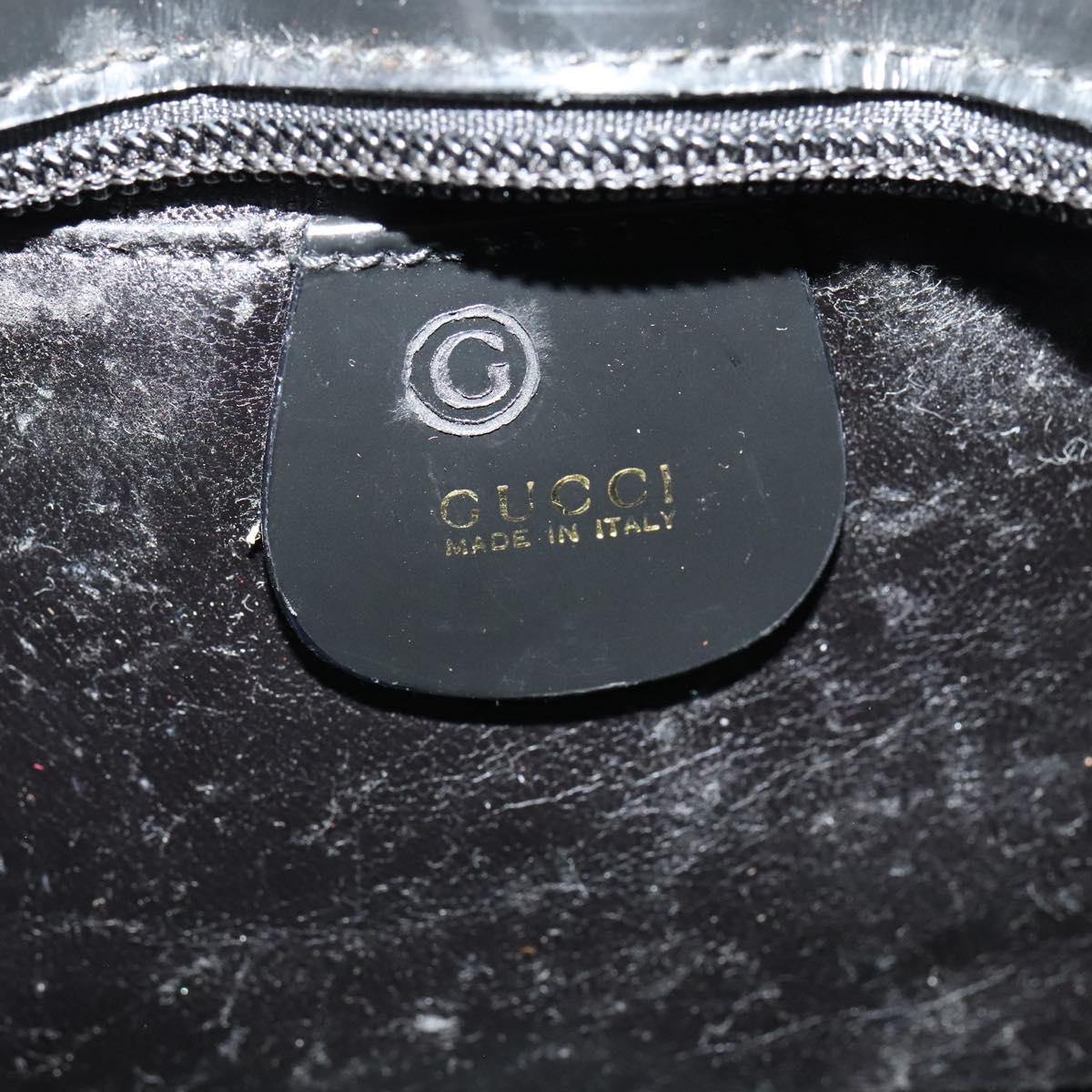 GUCCI Shoulder Bag Enamel Black Gold Auth bs27509