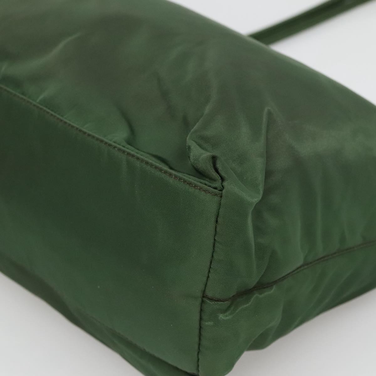 PRADA Tote Bag Nylon Green Silver Auth bs27519