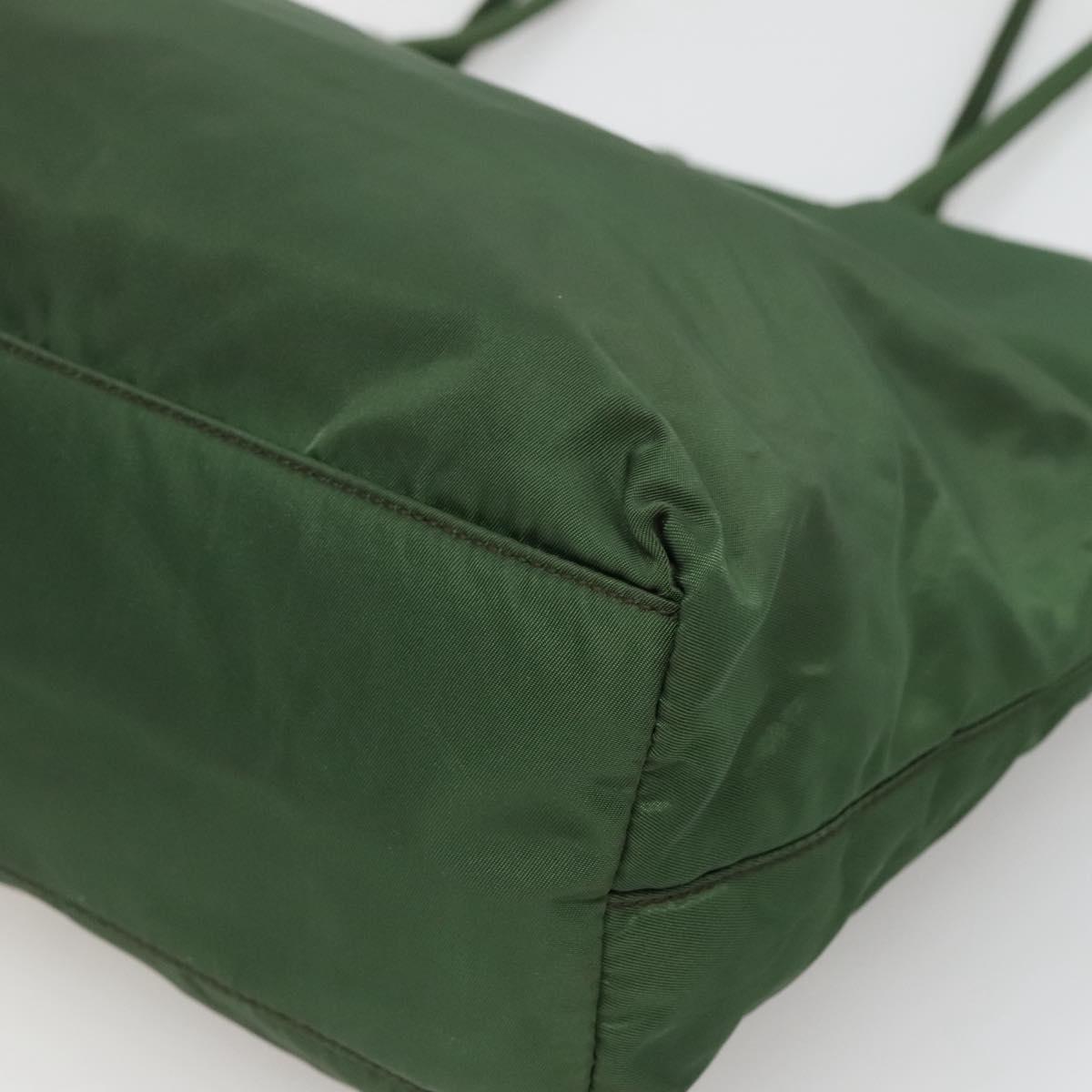 PRADA Tote Bag Nylon Green Silver Auth bs27519