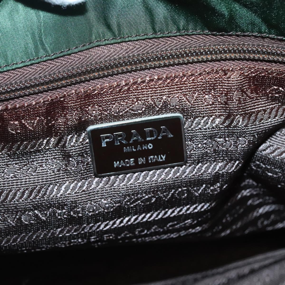 PRADA Tote Bag Nylon Green Silver Auth bs27519