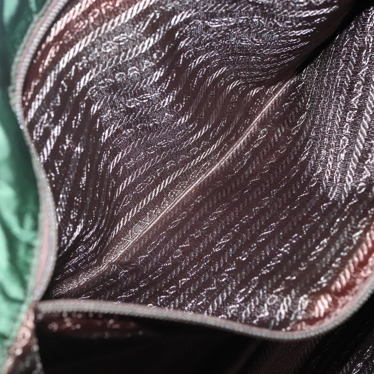 PRADA Tote Bag Nylon Green Silver Auth bs27519