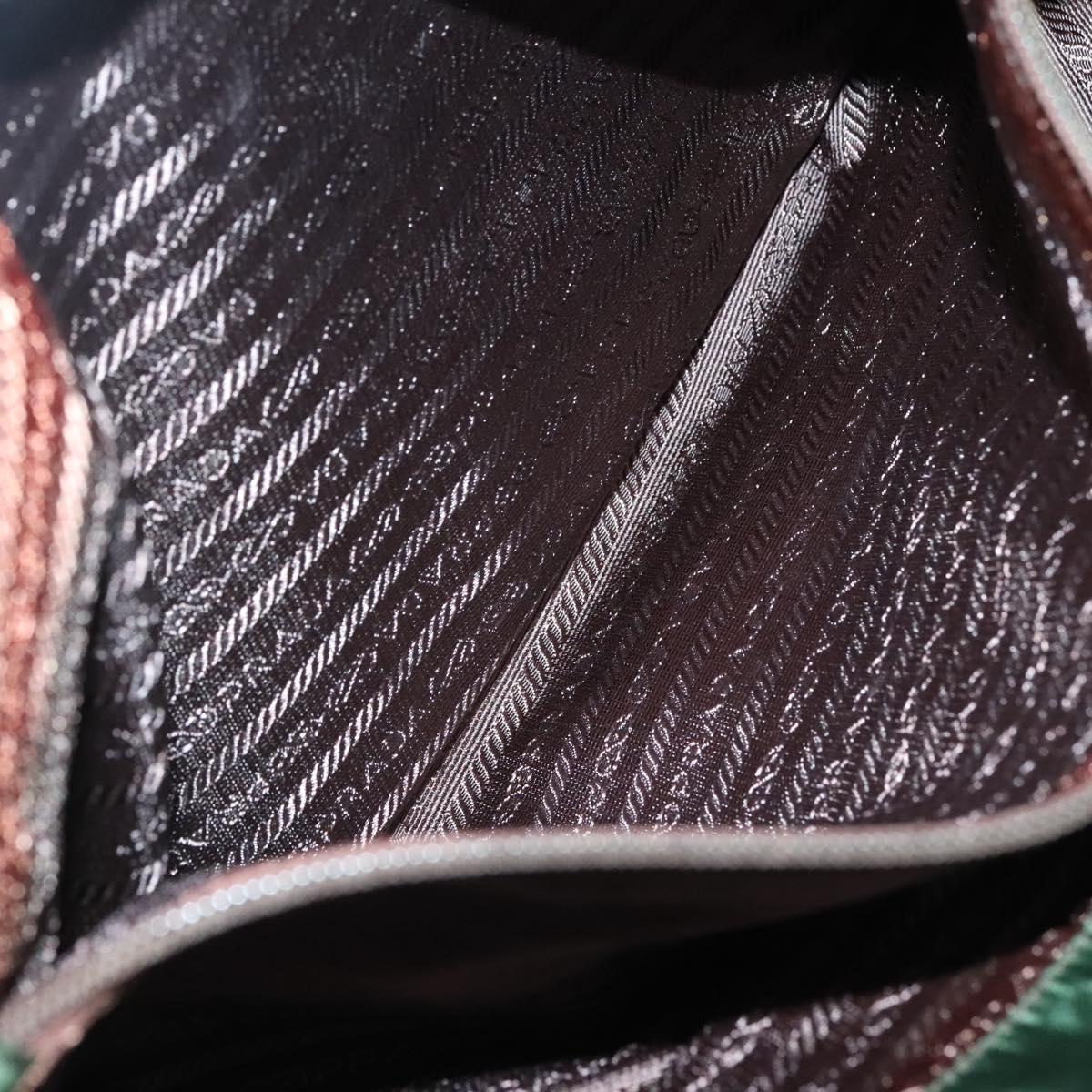 PRADA Tote Bag Nylon Green Silver Auth bs27519