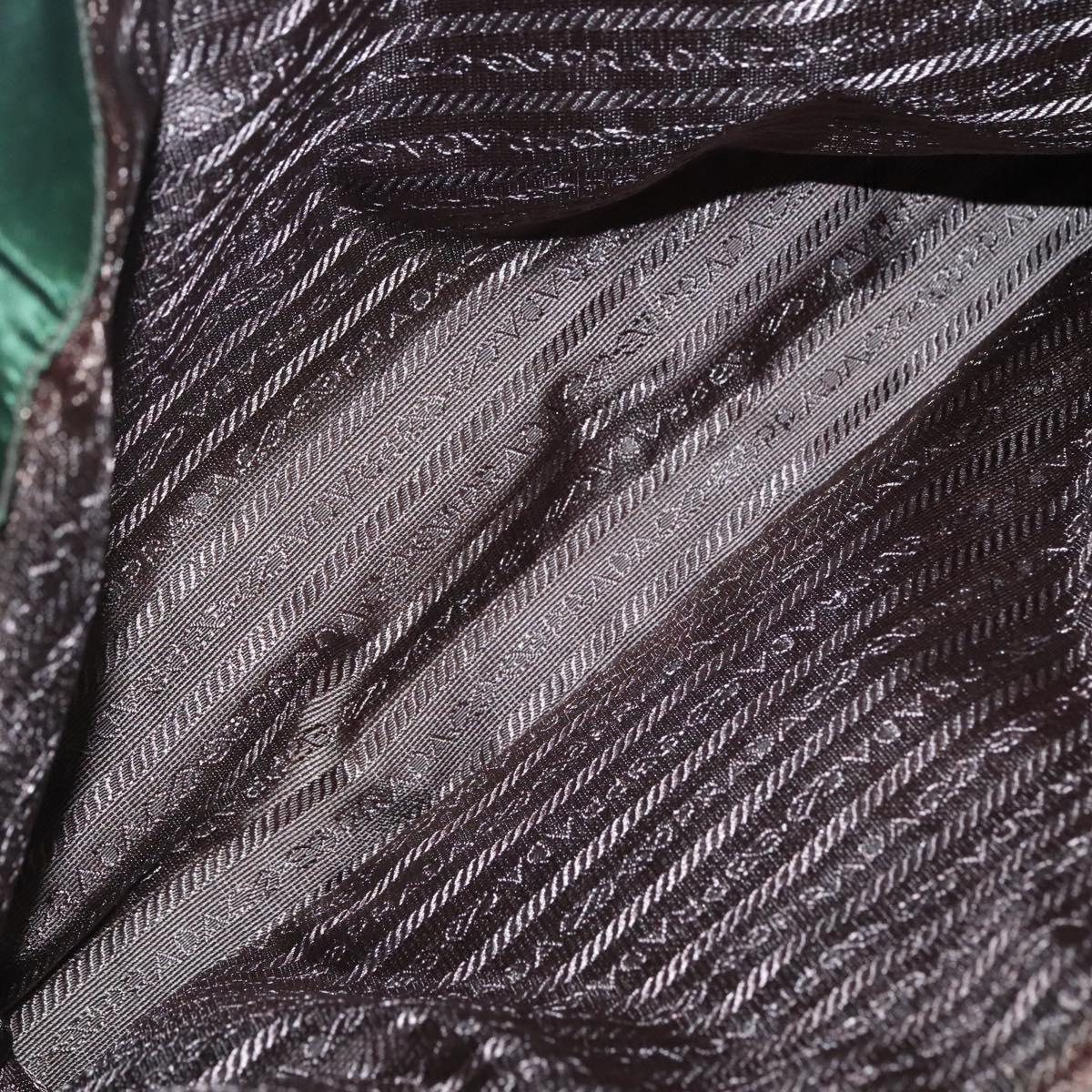 PRADA Tote Bag Nylon Green Silver Auth bs27519