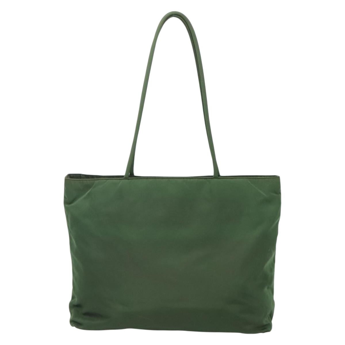 PRADA Tote Bag Nylon Green Silver Auth bs27519