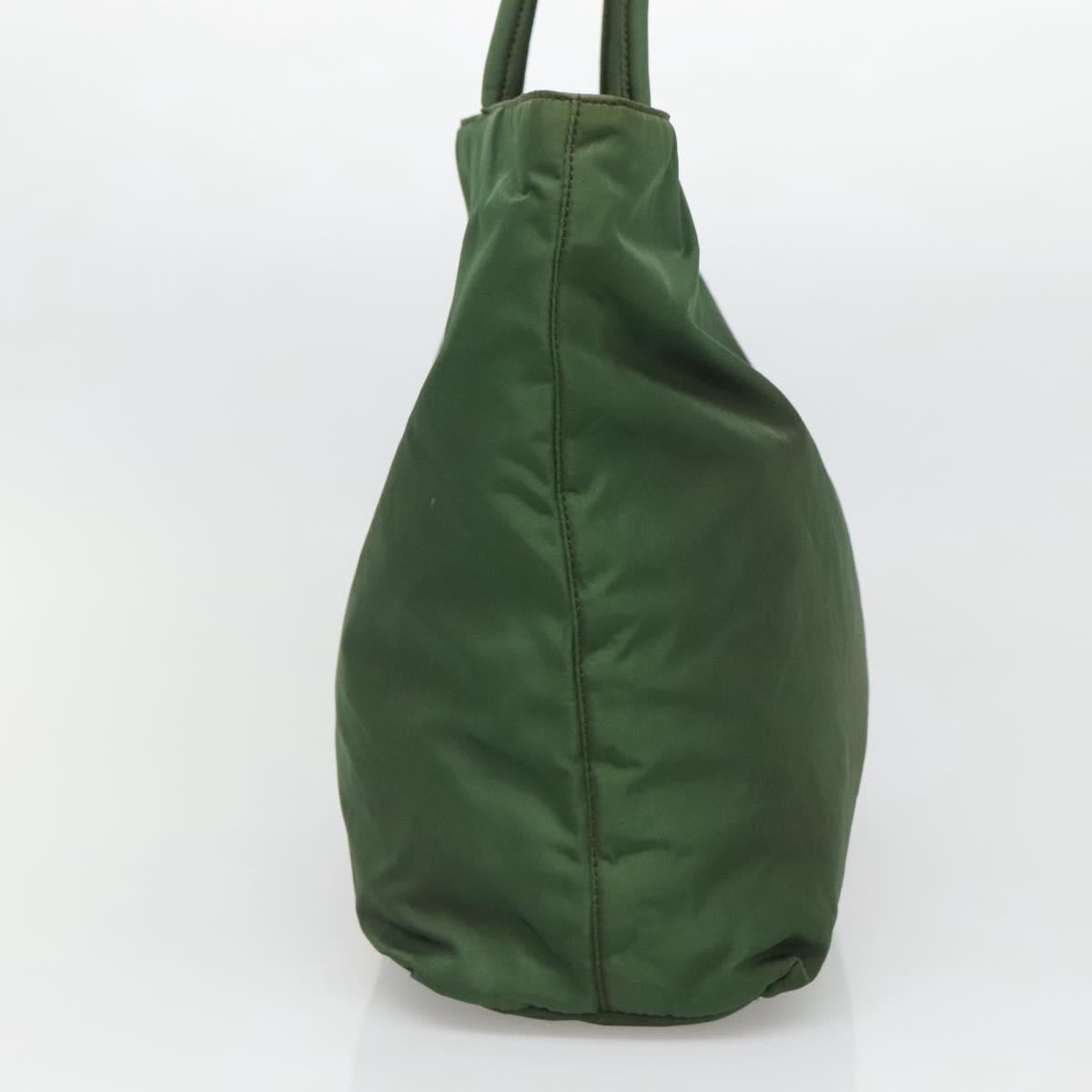 PRADA Tote Bag Nylon Green Silver Auth bs27519