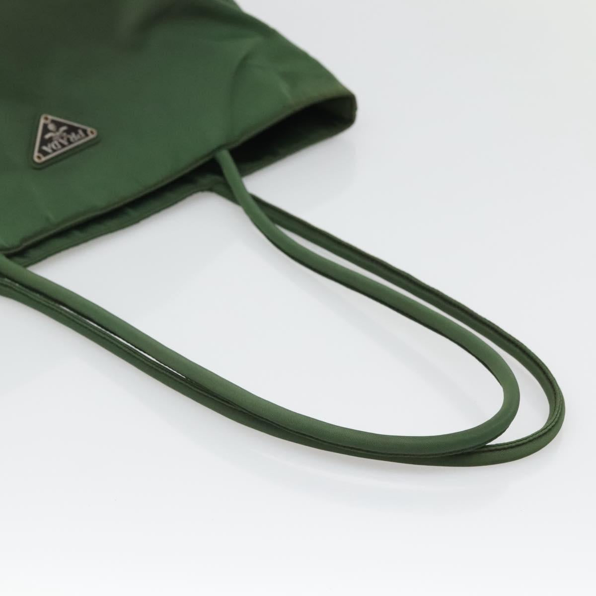 PRADA Tote Bag Nylon Green Silver Auth bs27519