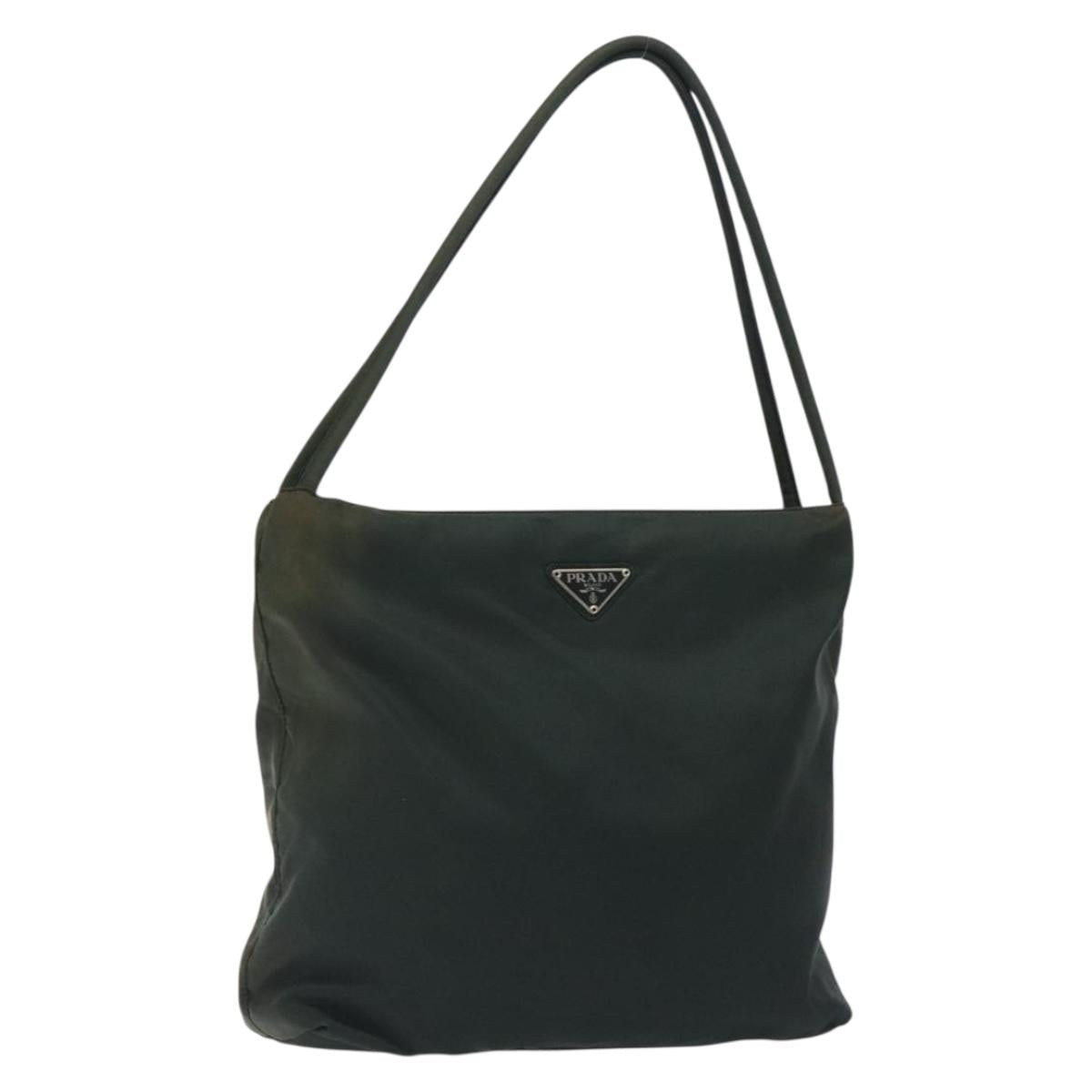 PRADA Tote Bag Nylon Green Silver Auth bs27520