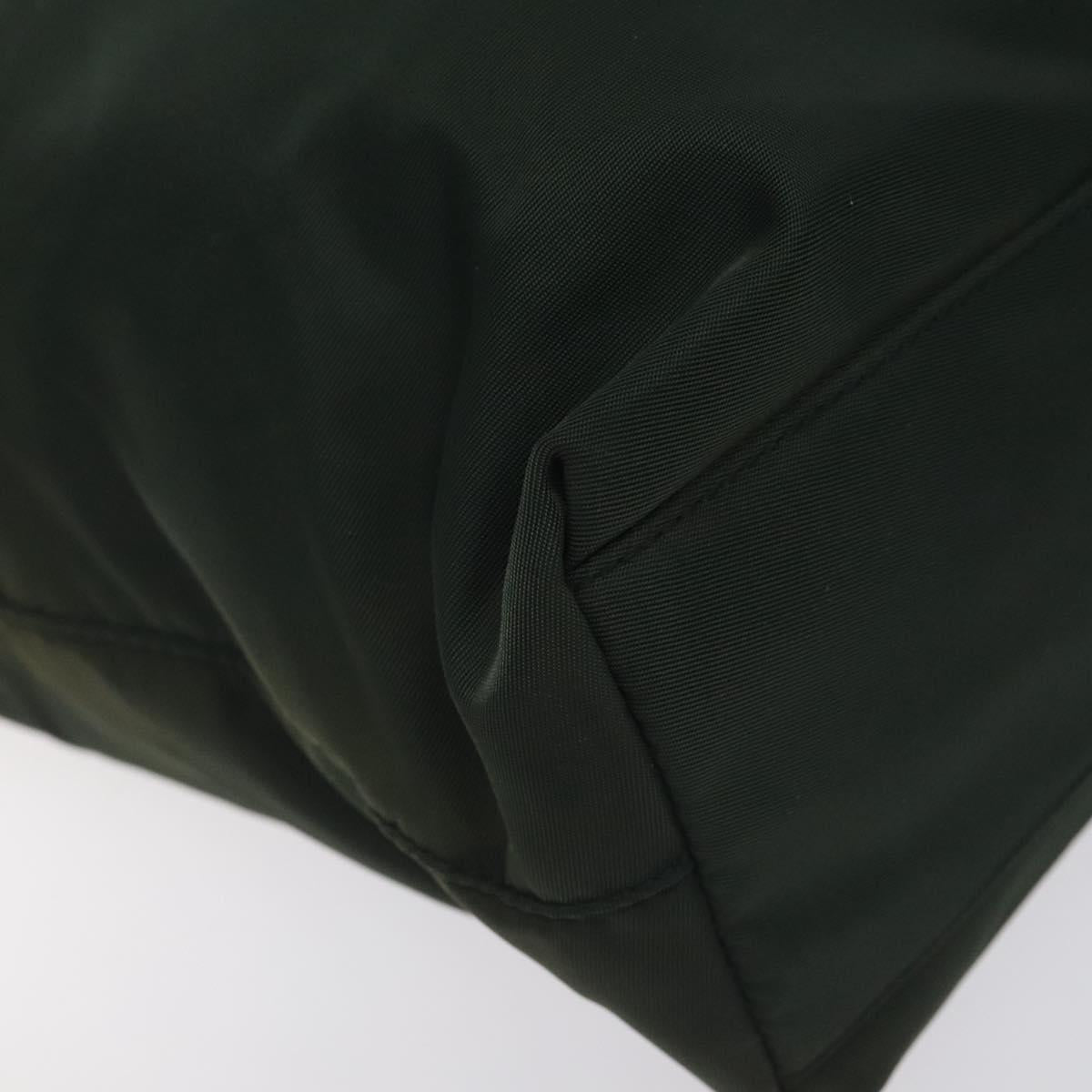 PRADA Tote Bag Nylon Green Silver Auth bs27520