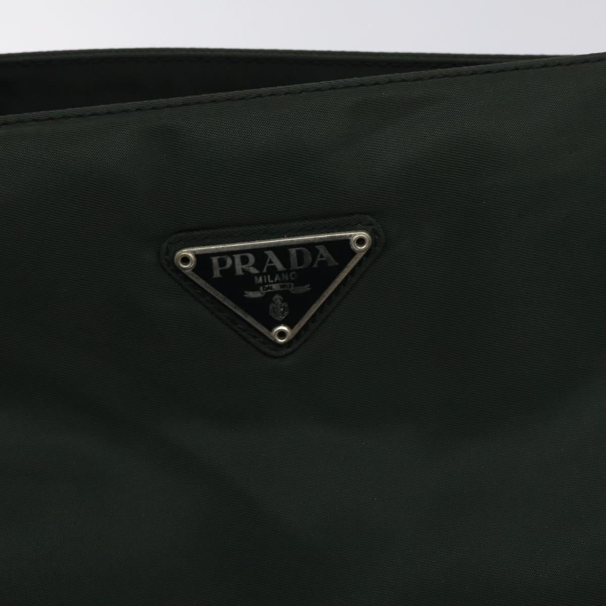 PRADA Tote Bag Nylon Green Silver Auth bs27520