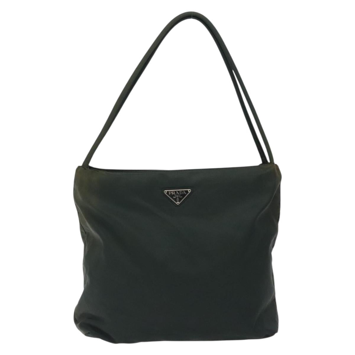 PRADA Tote Bag Nylon Green Silver Auth bs27520