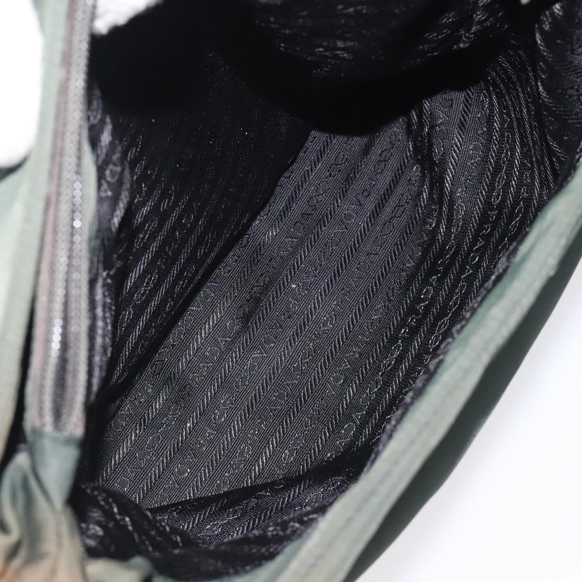 PRADA Tote Bag Nylon Green Silver Auth bs27520