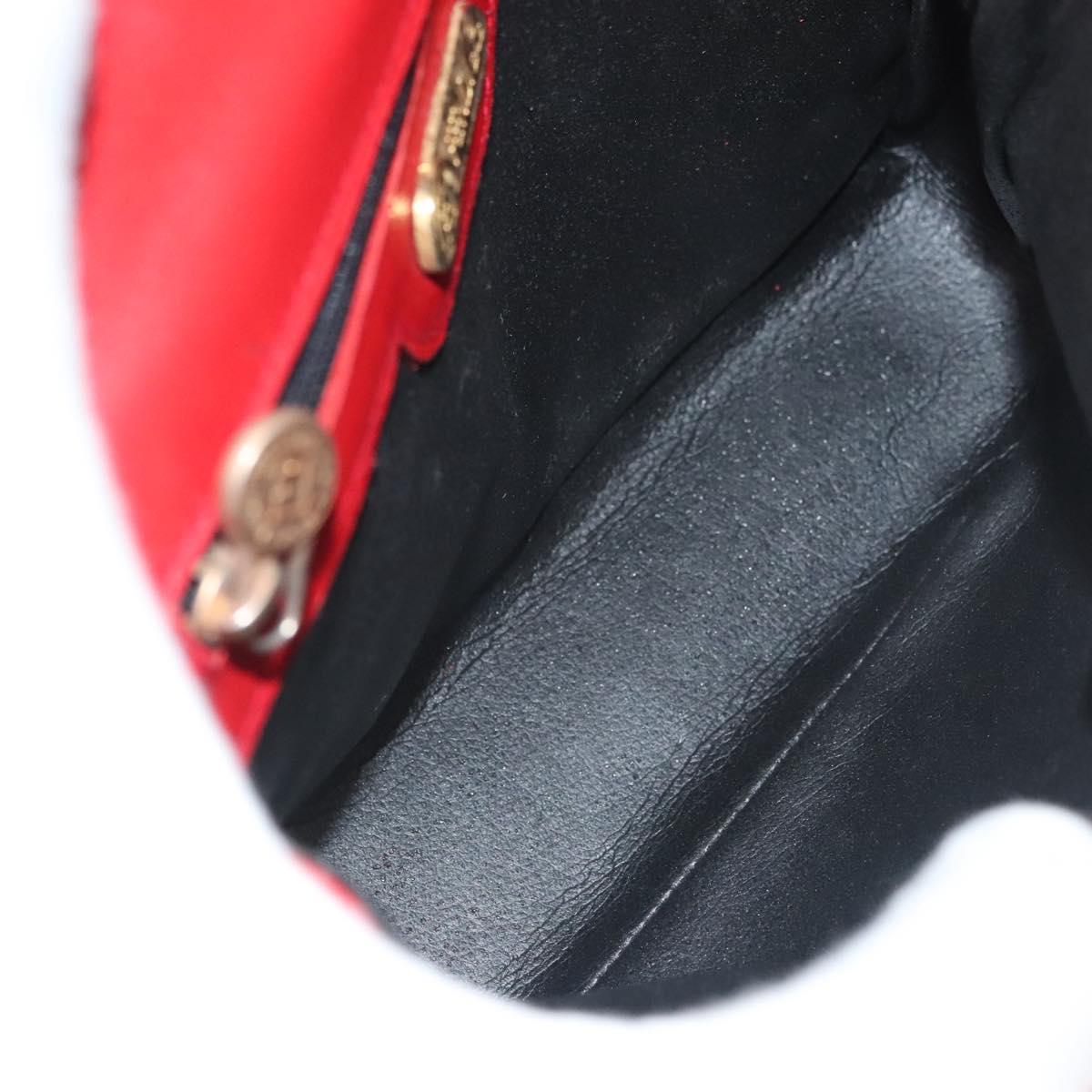 FENDI Shoulder Bag Leather Red Gold Auth bs27536