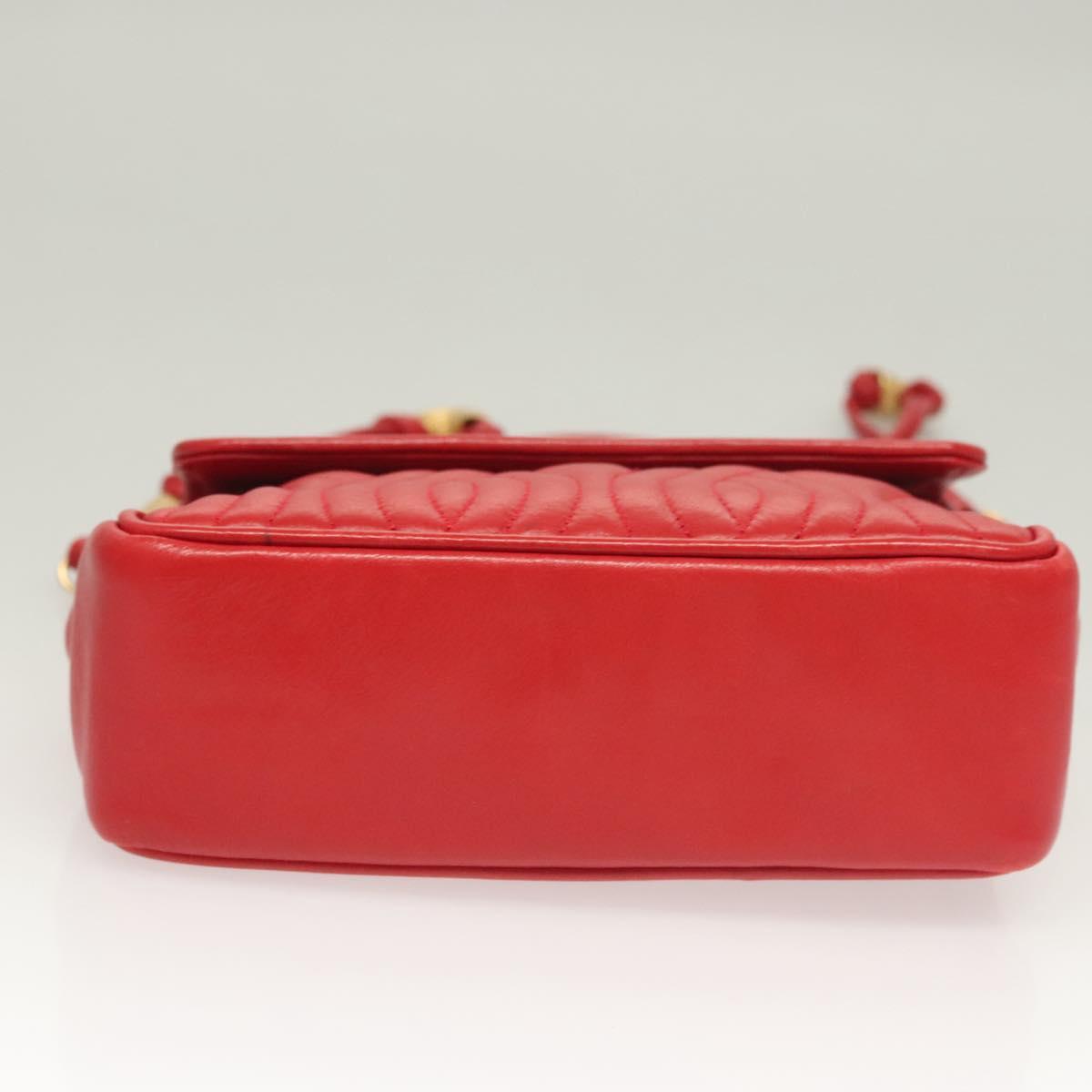 FENDI Shoulder Bag Leather Red Gold Auth bs27536