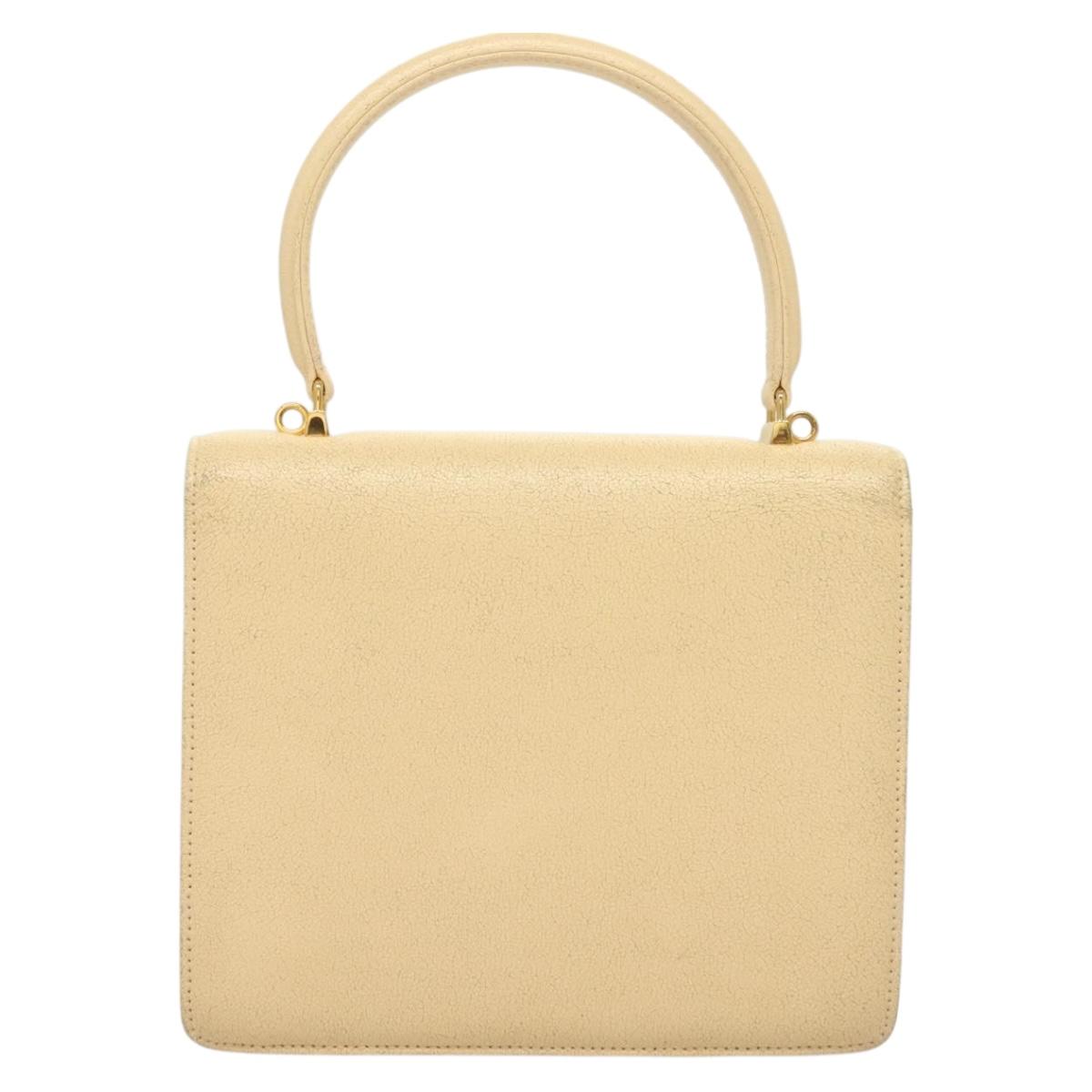 FENDI Zucca Canvas Hand Bag Canvas Leather 2way Beige Gold Auth bs27537