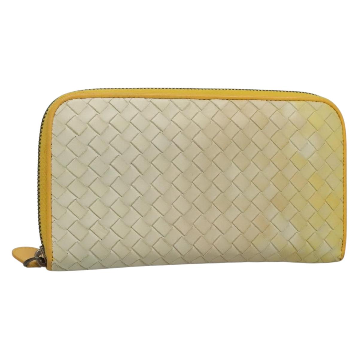 BOTTEGA VENETA INTRECCIATO Long Wallet Leather Yellow 114076 Auth bs27539
