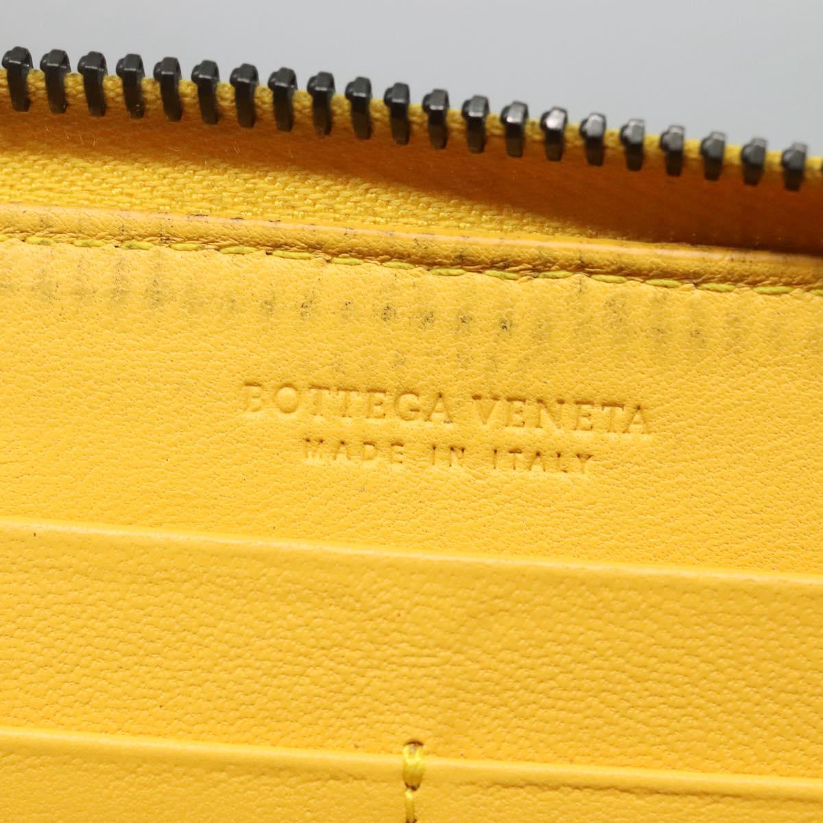 BOTTEGA VENETA INTRECCIATO Long Wallet Leather Yellow 114076 Auth bs27539