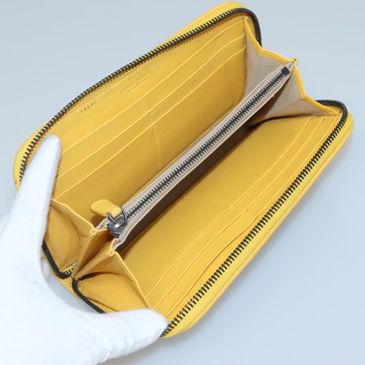 BOTTEGA VENETA INTRECCIATO Long Wallet Leather Yellow 114076 Auth bs27539