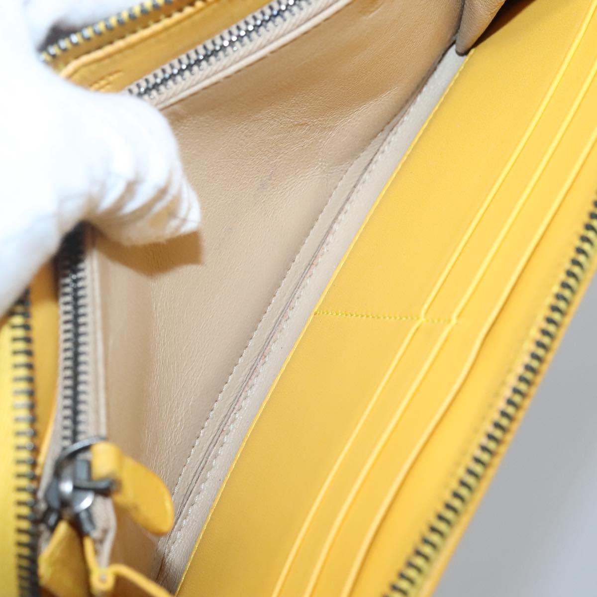 BOTTEGA VENETA INTRECCIATO Long Wallet Leather Yellow 114076 Auth bs27539
