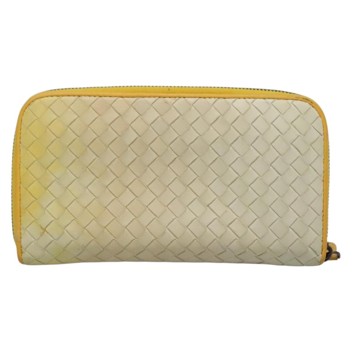 BOTTEGA VENETA INTRECCIATO Long Wallet Leather Yellow 114076 Auth bs27539