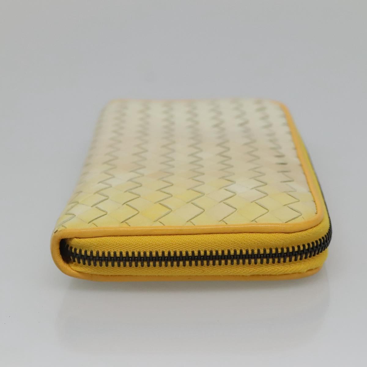 BOTTEGA VENETA INTRECCIATO Long Wallet Leather Yellow 114076 Auth bs27539