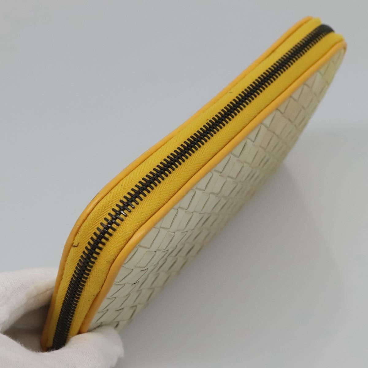 BOTTEGA VENETA INTRECCIATO Long Wallet Leather Yellow 114076 Auth bs27539