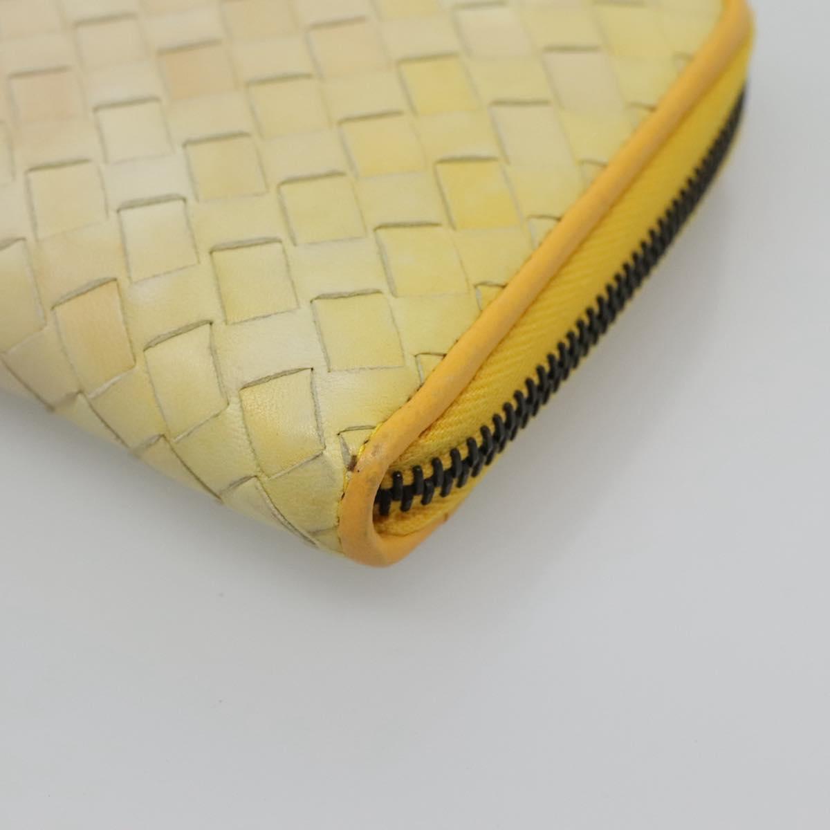 BOTTEGA VENETA INTRECCIATO Long Wallet Leather Yellow 114076 Auth bs27539